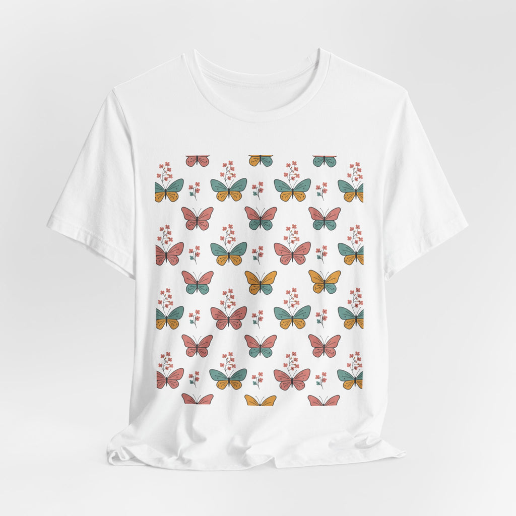 Butterfly Pattern Tee — Pastel Moth Floral Unisex T-Shirt