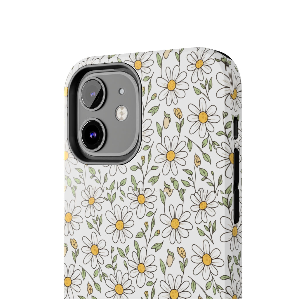 Daisy Floral Tough Phone Case — Protective White Spring Pattern