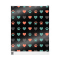 Heart Pattern Wrapping Paper Roll — Black Background with Teal & Coral Hearts, Gift Wrap for Valentine’s, Anniversaries, & Birthdays