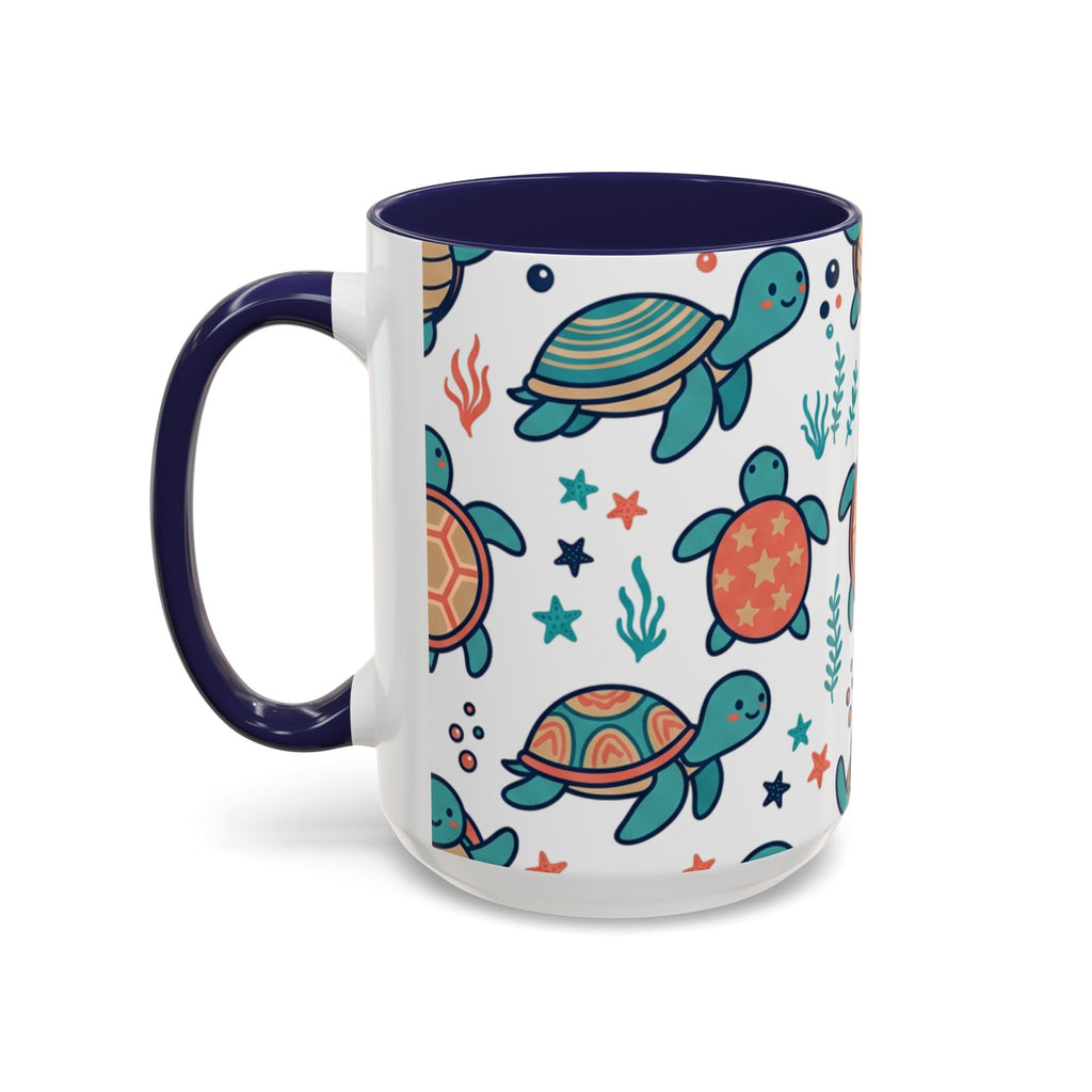 Turtle Pattern Coffee Mug — Cute Sea Turtle Accent Mug (11/15oz)