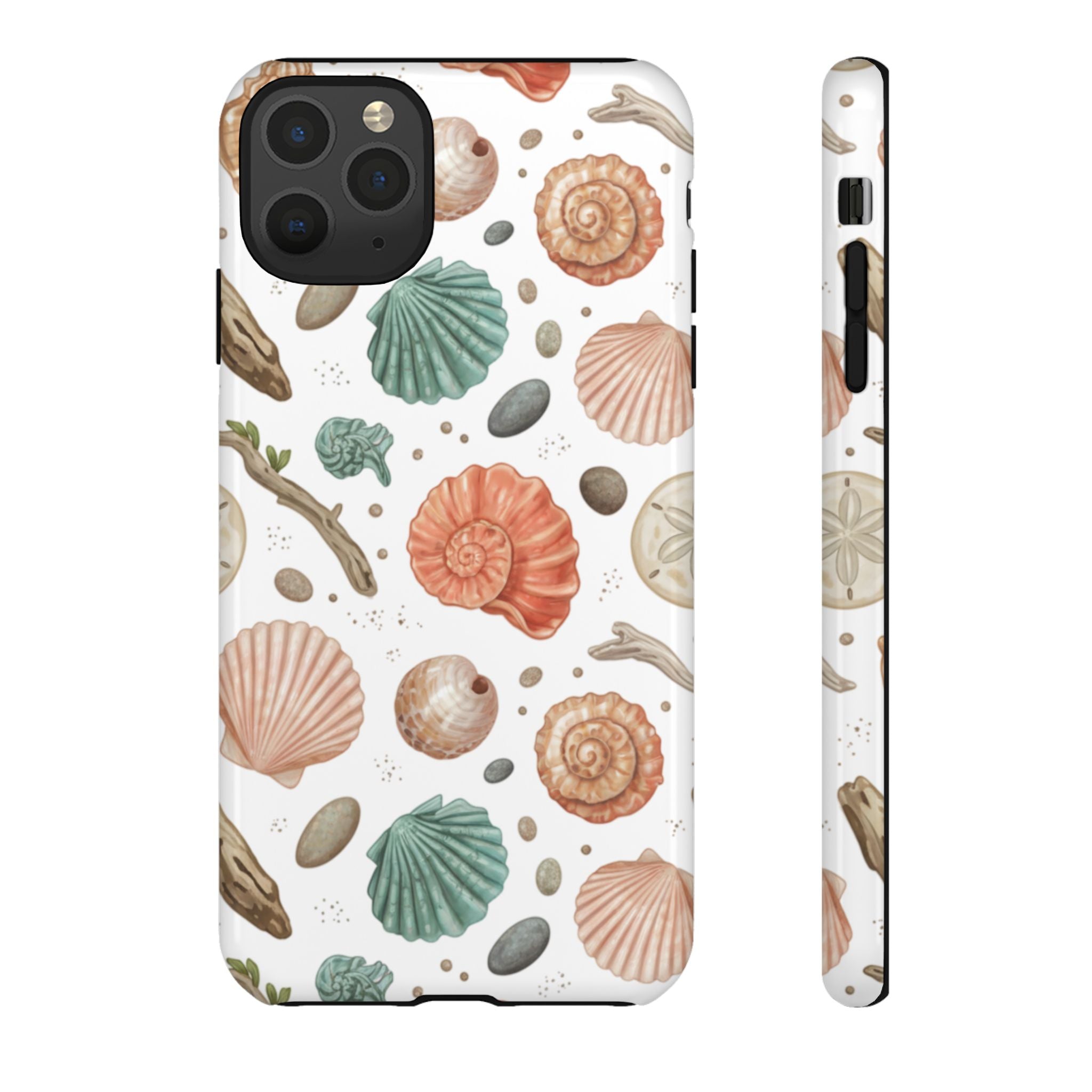 Seashell Pattern Phone Case - Coastal Beach Shells Protective Tough Case