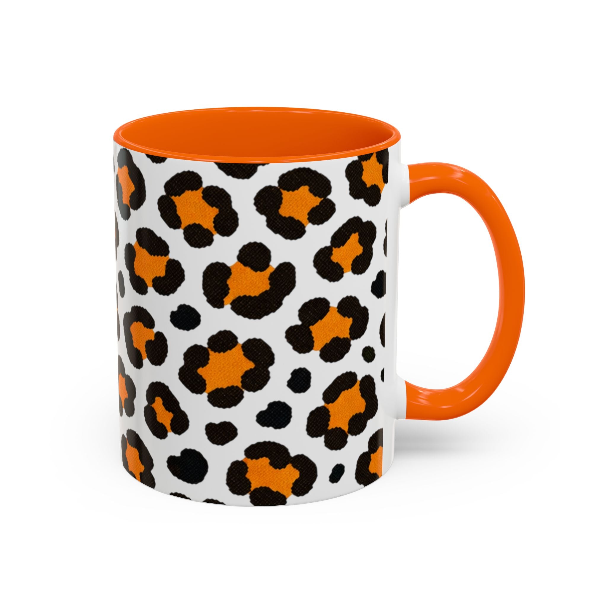 Leopard Print Accent Coffee Mug - Orange & Black Pattern 11/15oz