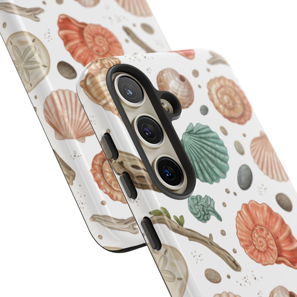 Seashell Pattern Phone Case - Coastal Beach Shells Protective Tough Case