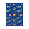 Sea Turtle Velveteen Plush Blanket — Cute Nautical Kids Throw