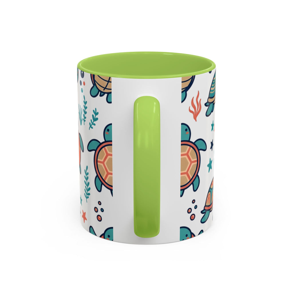 Turtle Pattern Coffee Mug — Cute Sea Turtle Accent Mug (11/15oz)