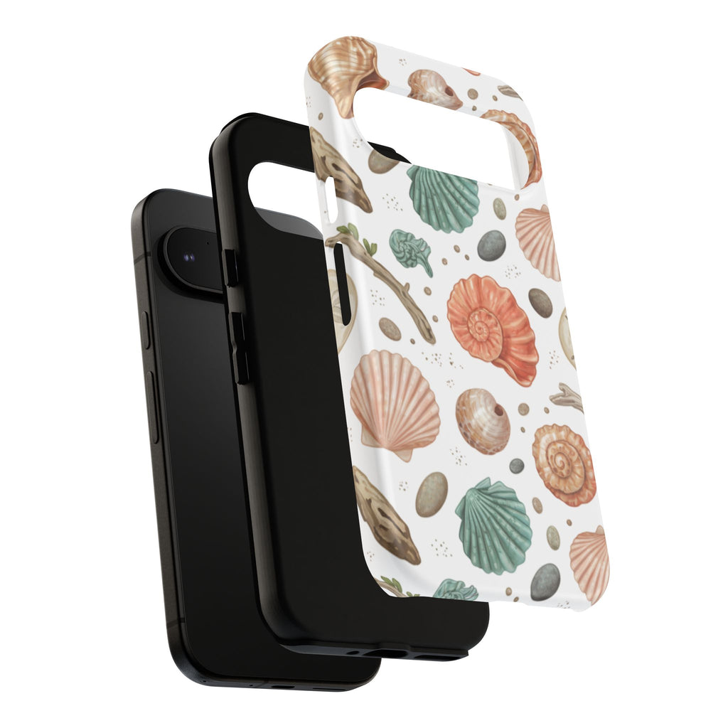 Seashell Pattern Phone Case - Coastal Beach Shells Protective Tough Case