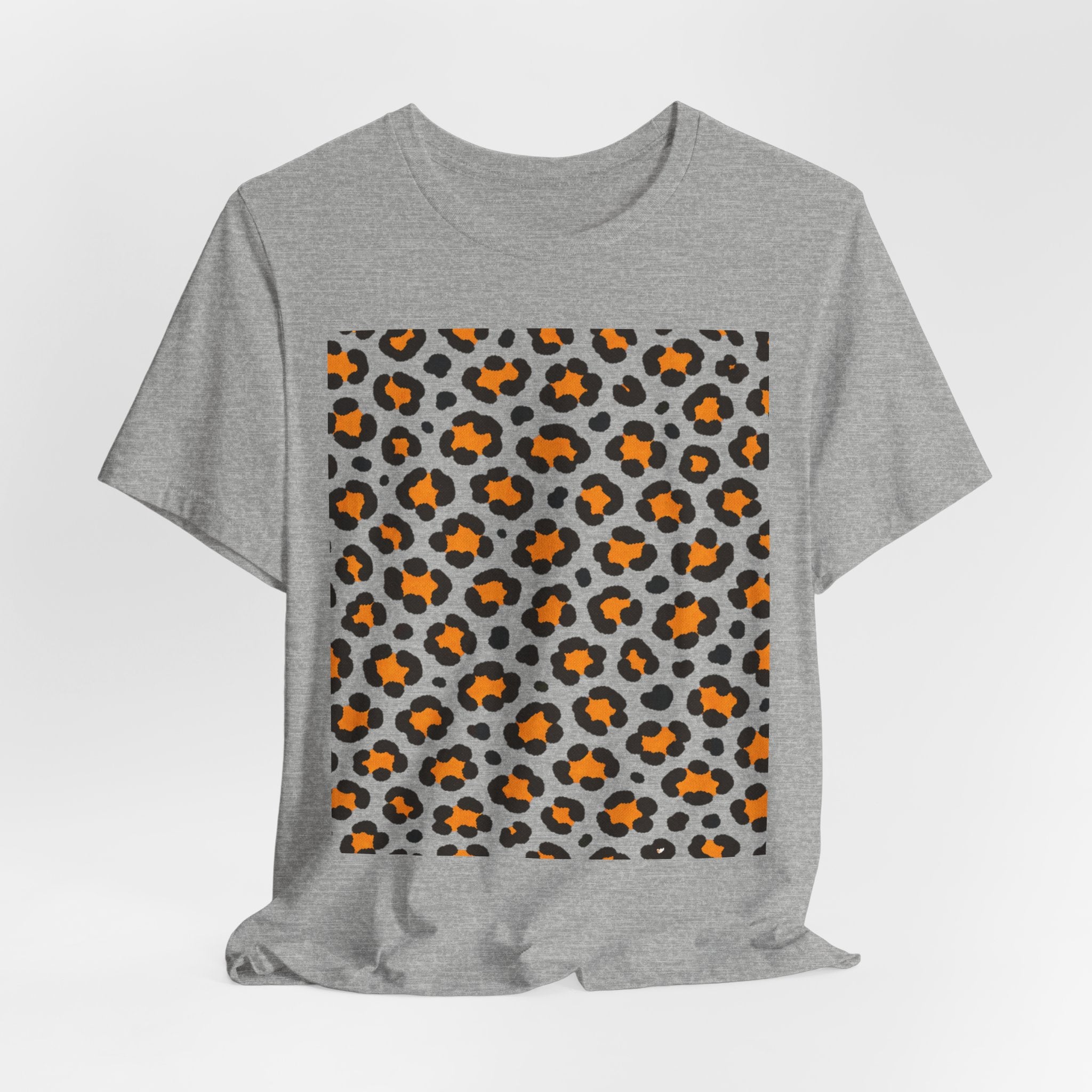 Leopard Print Orange Square T‑Shirt – Animal Print Graphic Tee