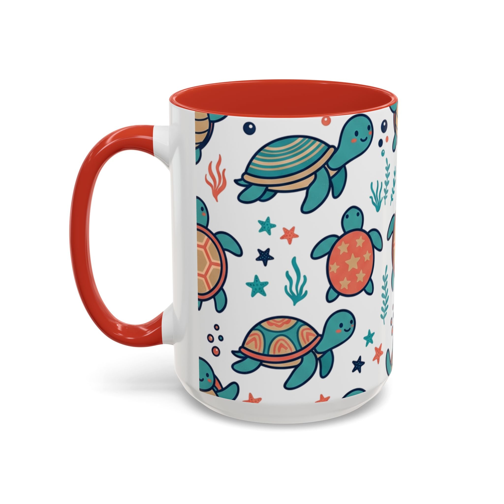 Turtle Pattern Coffee Mug — Cute Sea Turtle Accent Mug (11/15oz)