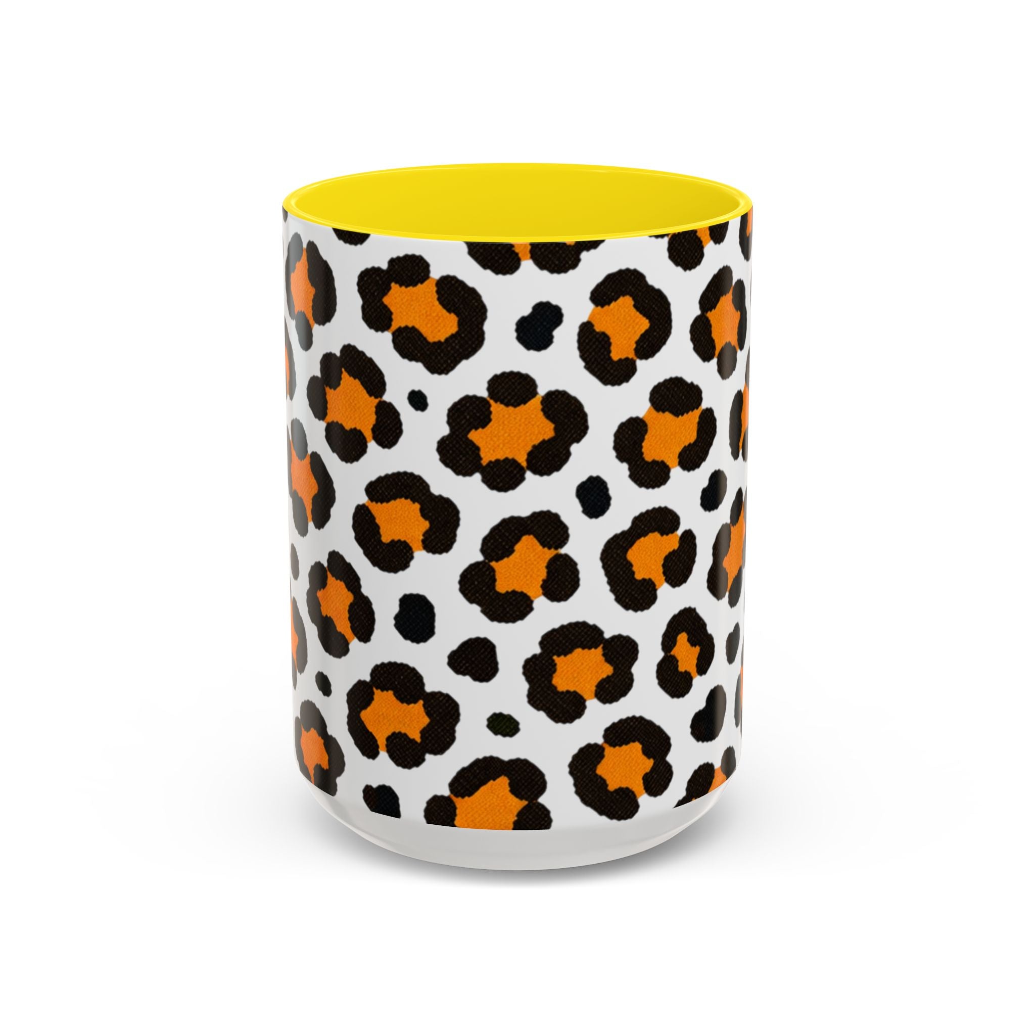 Leopard Print Accent Coffee Mug - Orange & Black Pattern 11/15oz