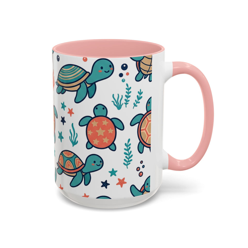Turtle Pattern Coffee Mug — Cute Sea Turtle Accent Mug (11/15oz)