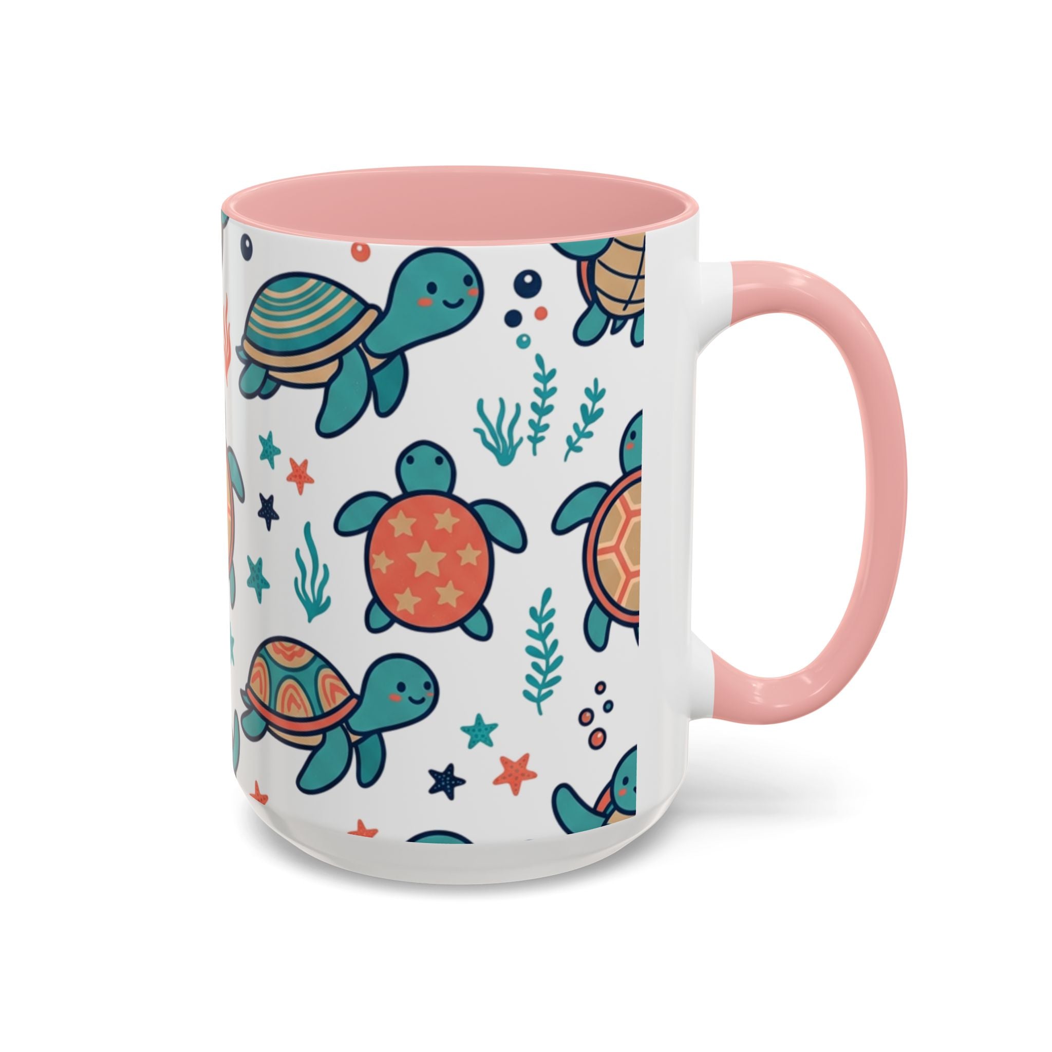Turtle Pattern Coffee Mug — Cute Sea Turtle Accent Mug (11/15oz)