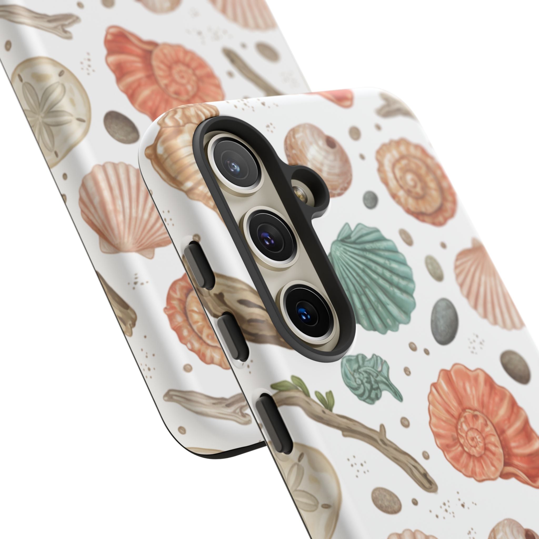 Seashell Pattern Phone Case - Coastal Beach Shells Protective Tough Case
