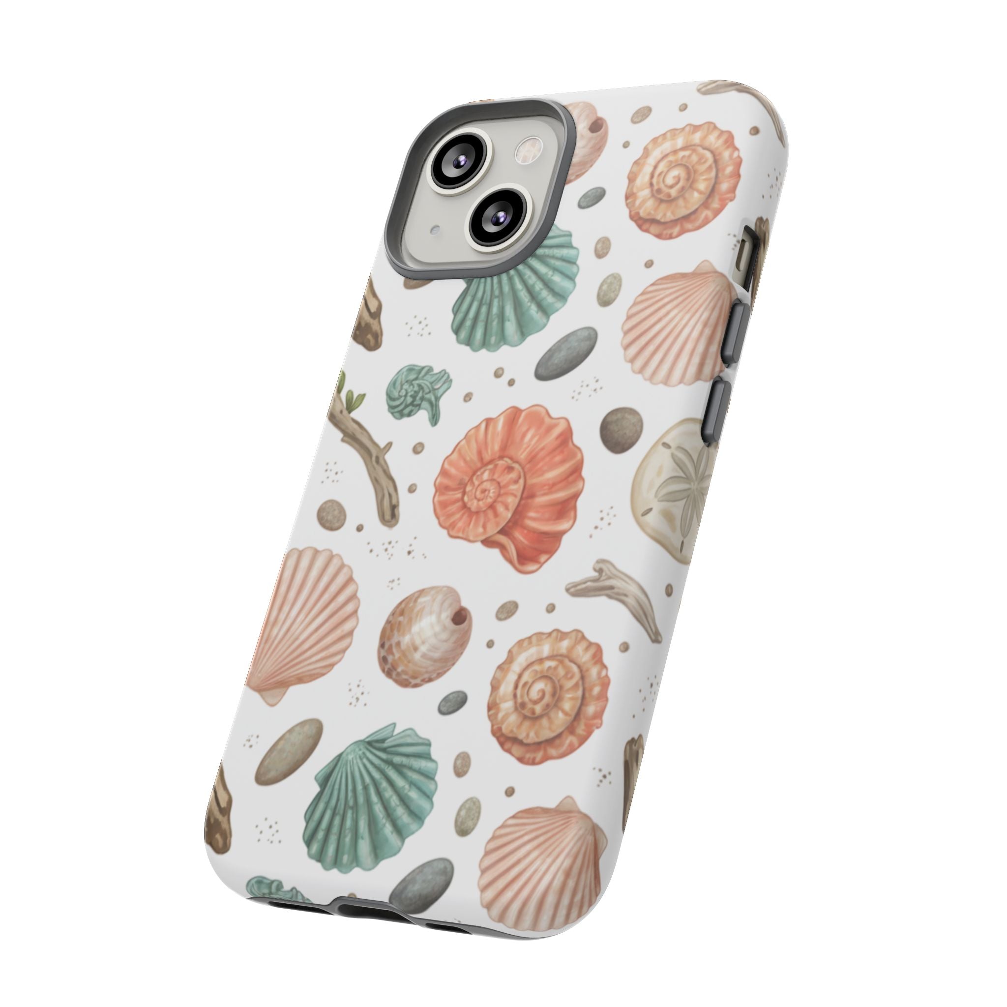 Seashell Pattern Phone Case - Coastal Beach Shells Protective Tough Case