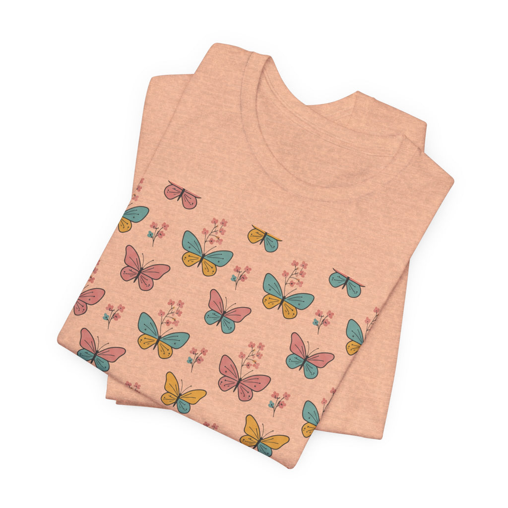 Butterfly Pattern Tee — Pastel Moth Floral Unisex T-Shirt