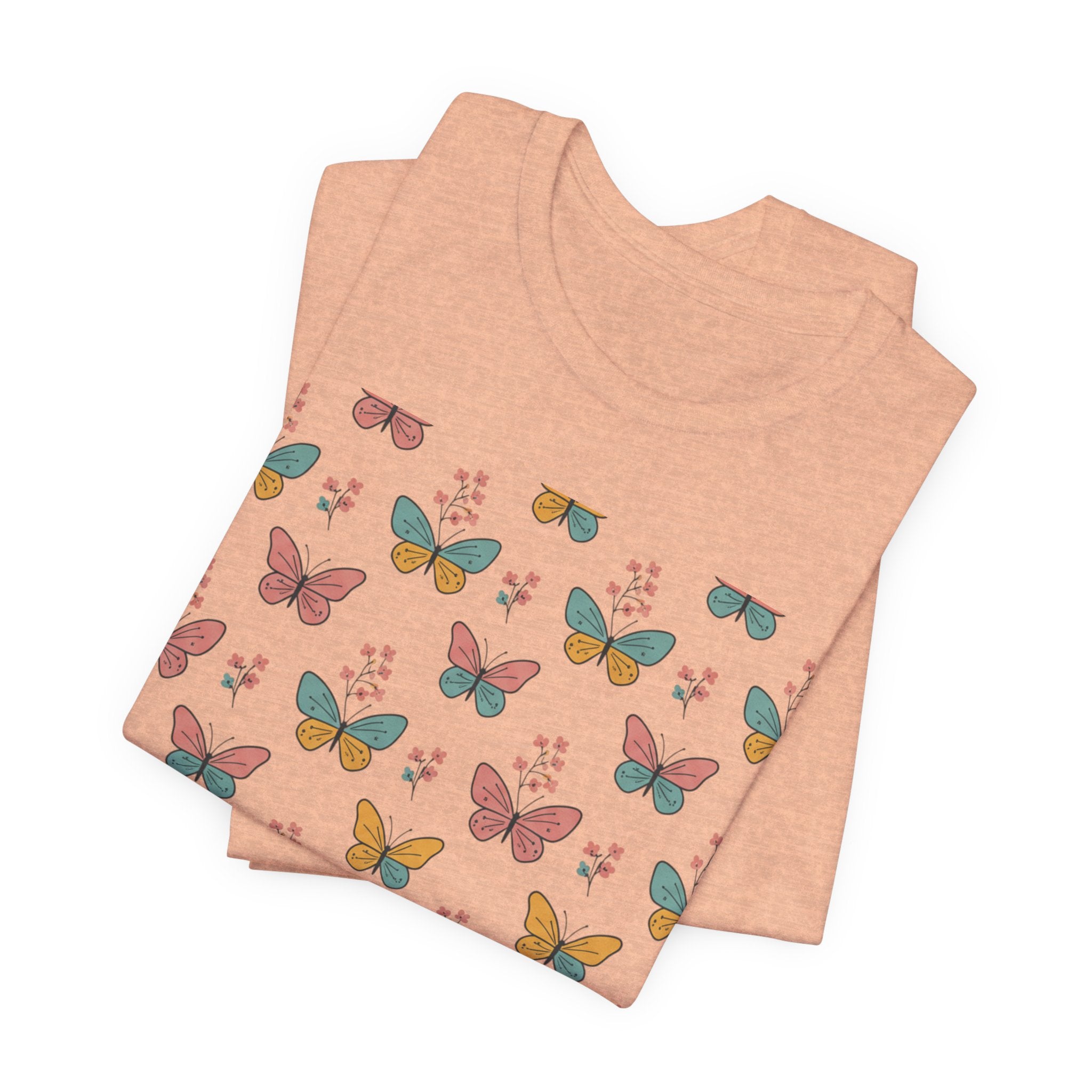 Butterfly Pattern Tee — Pastel Moth Floral Unisex T-Shirt