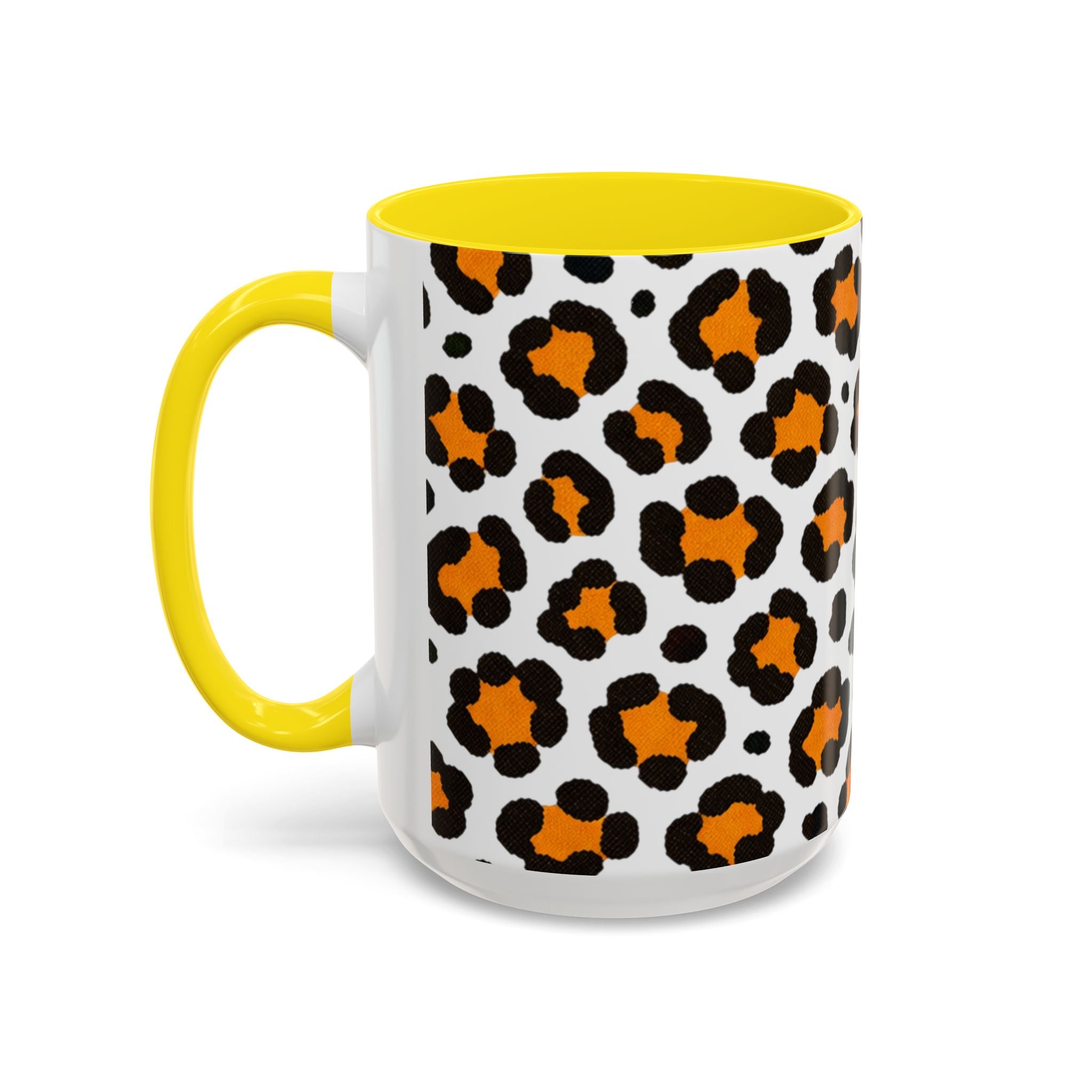 Leopard Print Accent Coffee Mug - Orange & Black Pattern 11/15oz