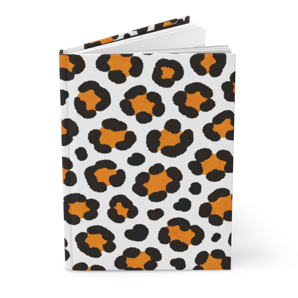 Leopard Print Hardcover Journal — Orange & Black Patterned Notebook