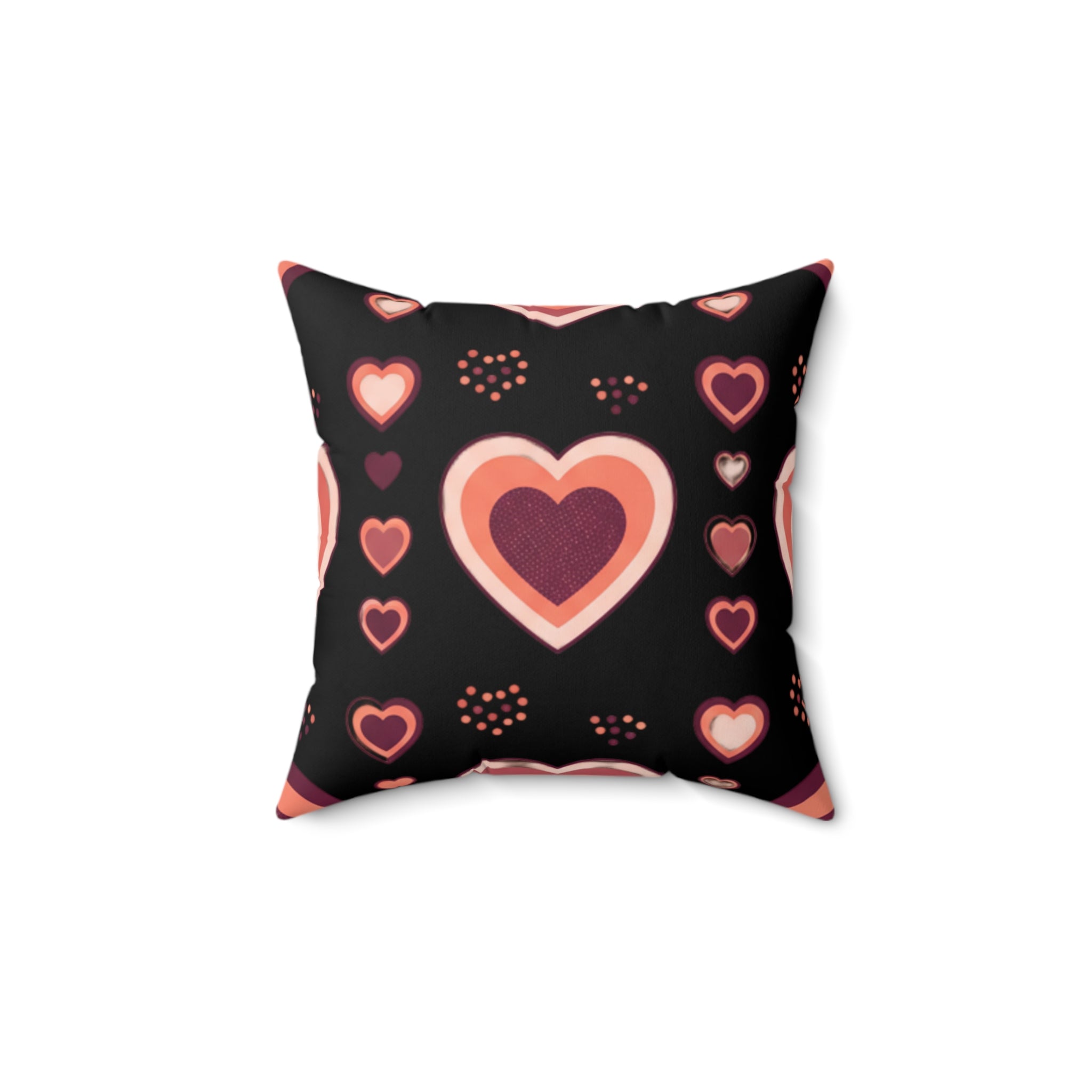 Heart Pattern Throw Pillow — Retro Pink Hearts Decorative Cushion for Valentine's Day