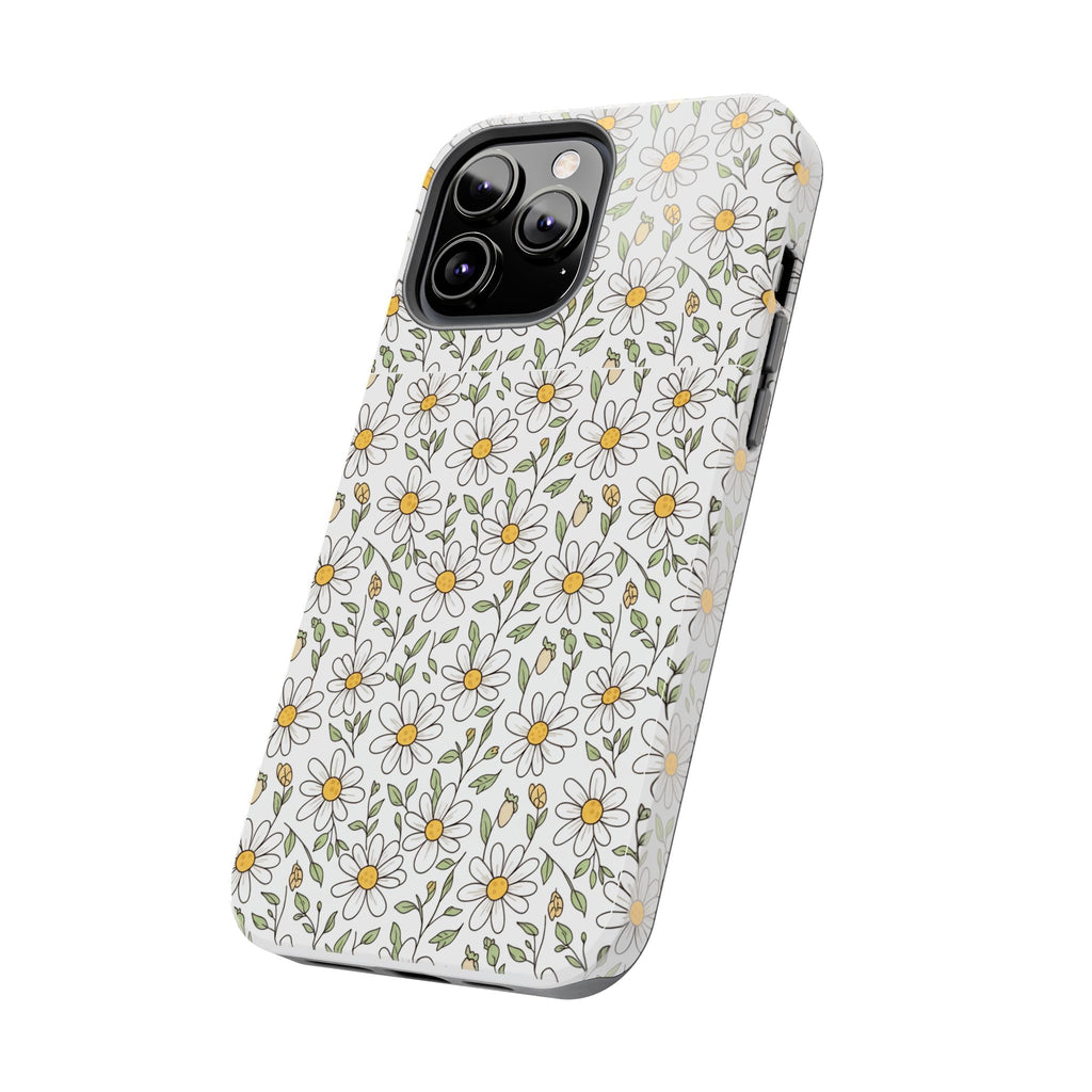 Daisy Floral Tough Phone Case — Protective White Spring Pattern