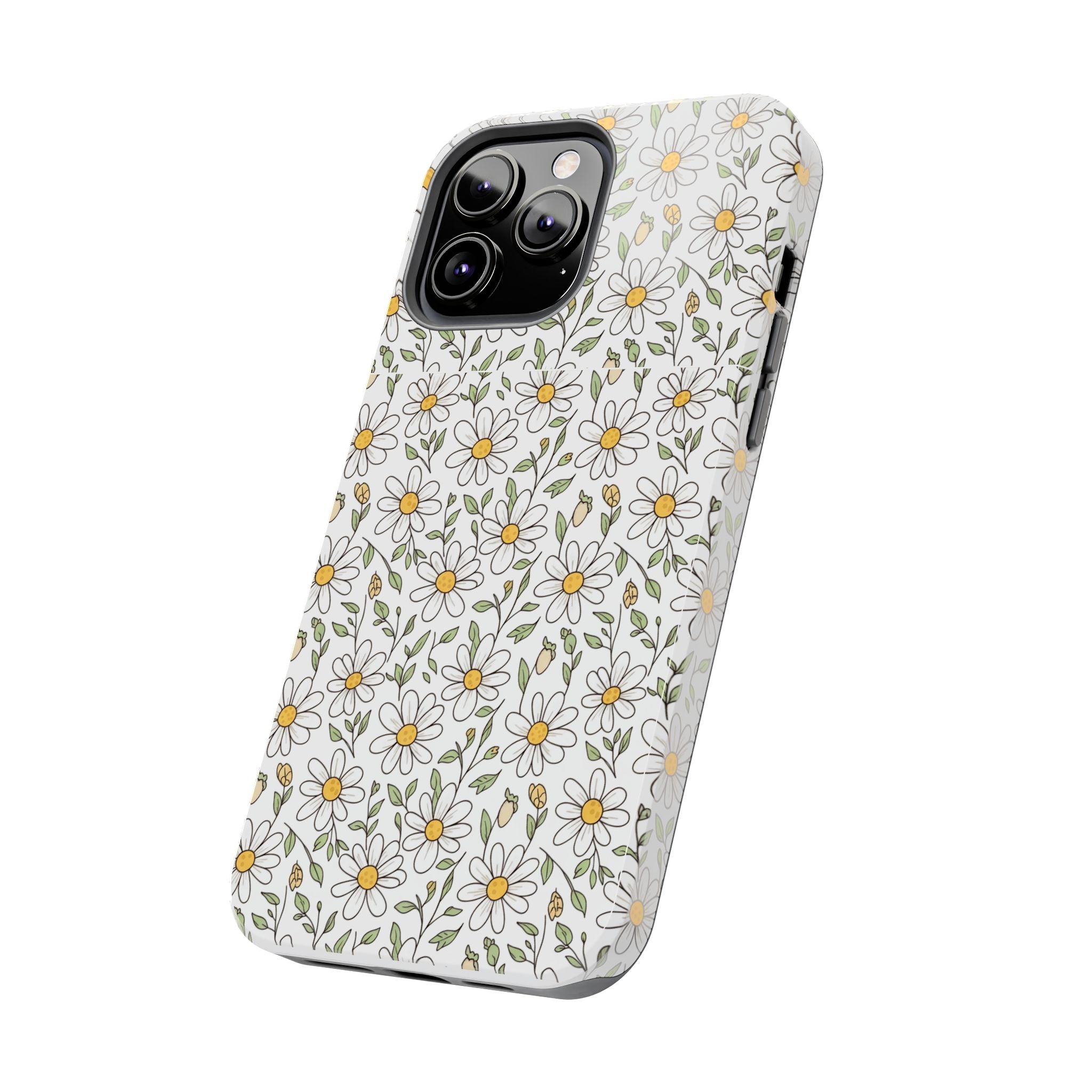 Daisy Floral Tough Phone Case — Protective White Spring Pattern