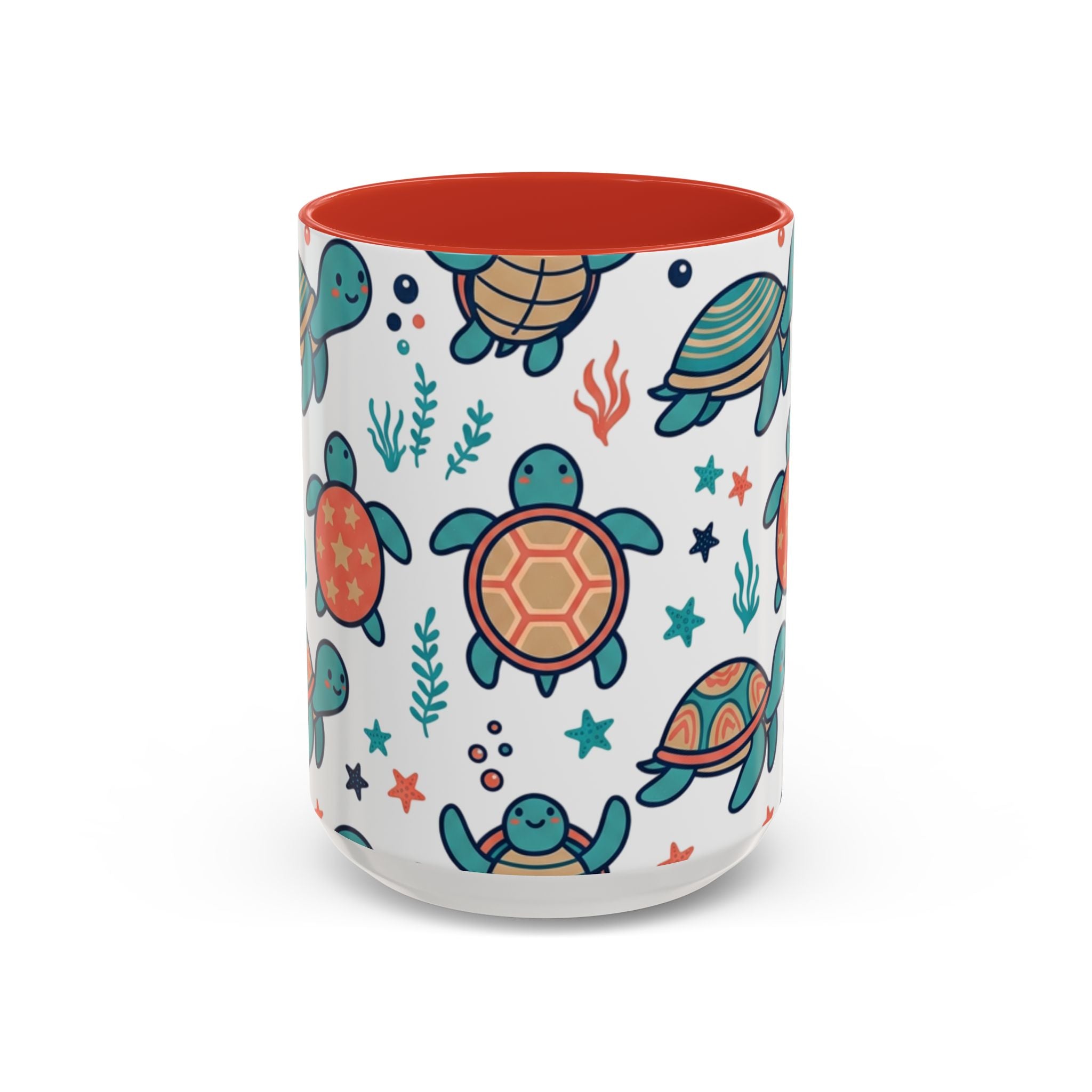 Turtle Pattern Coffee Mug — Cute Sea Turtle Accent Mug (11/15oz)