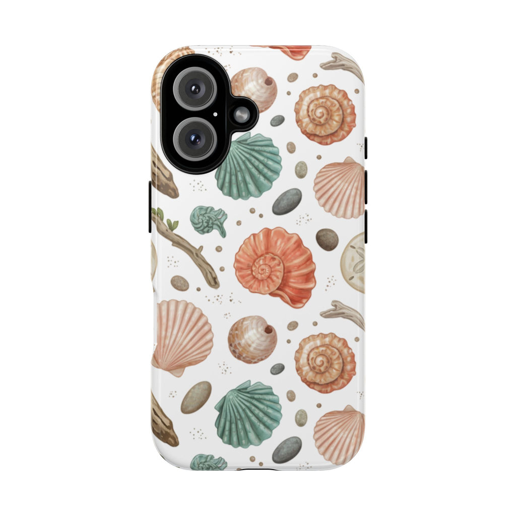Seashell Pattern Phone Case - Coastal Beach Shells Protective Tough Case
