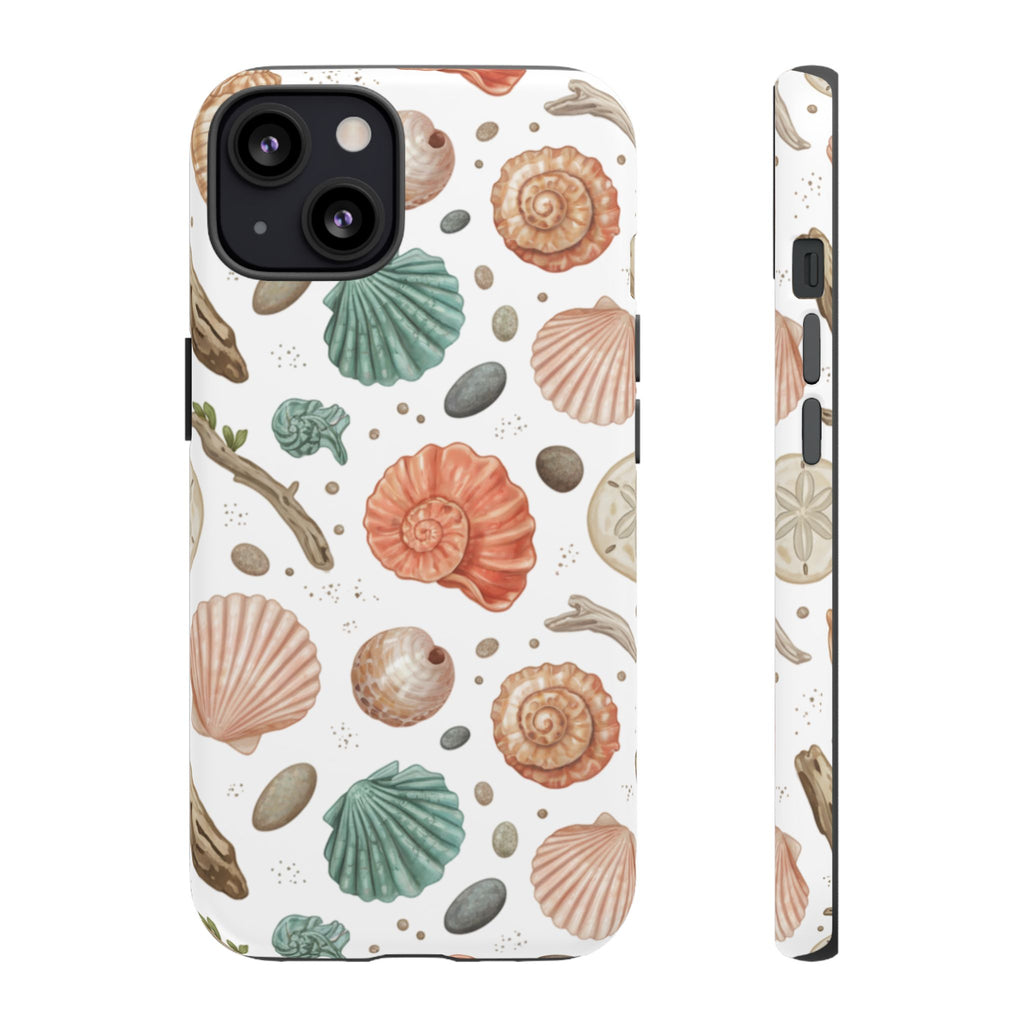 Seashell Pattern Phone Case - Coastal Beach Shells Protective Tough Case