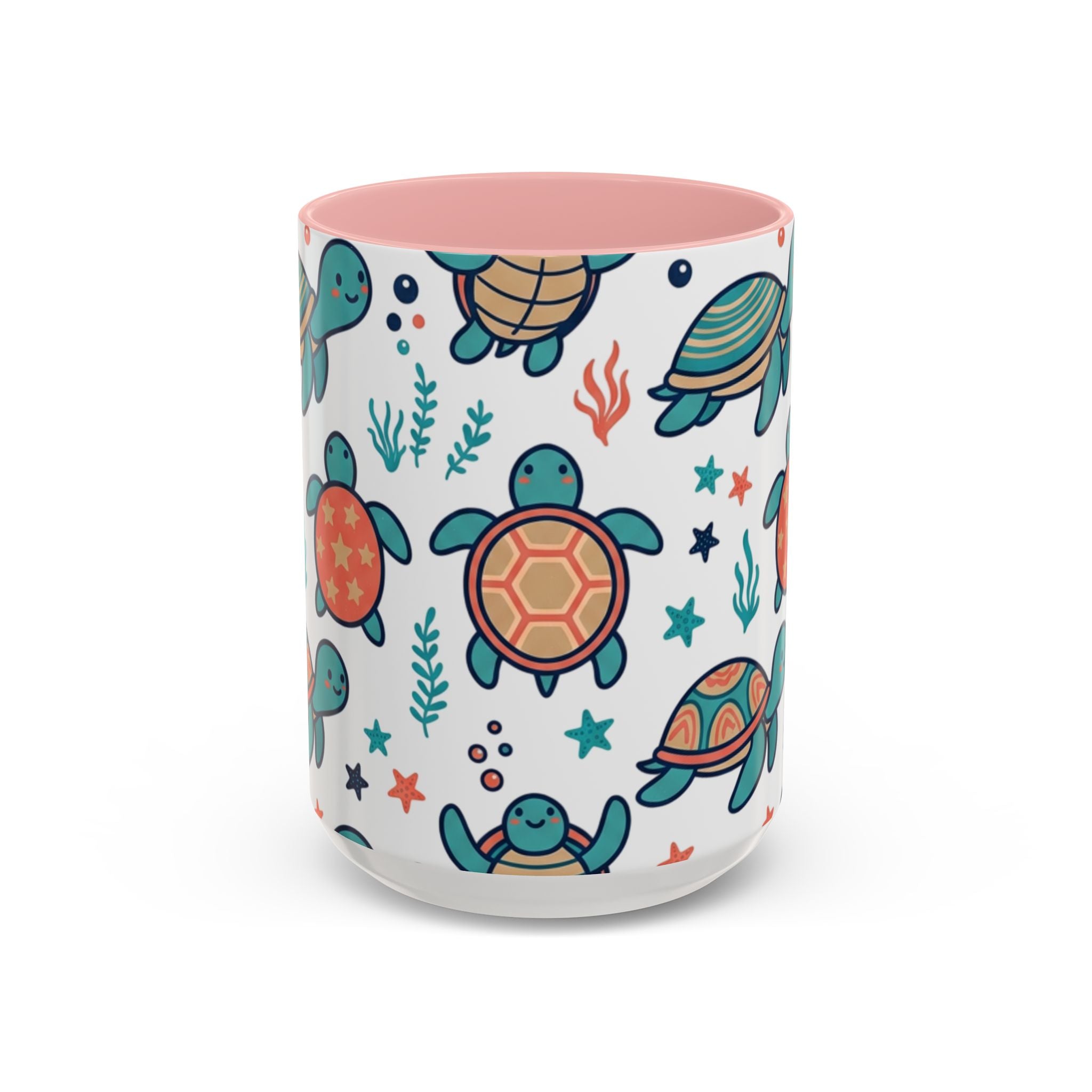 Turtle Pattern Coffee Mug — Cute Sea Turtle Accent Mug (11/15oz)