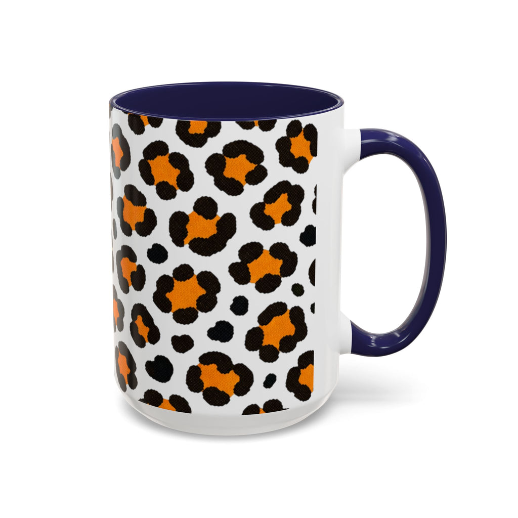 Leopard Print Accent Coffee Mug - Orange & Black Pattern 11/15oz