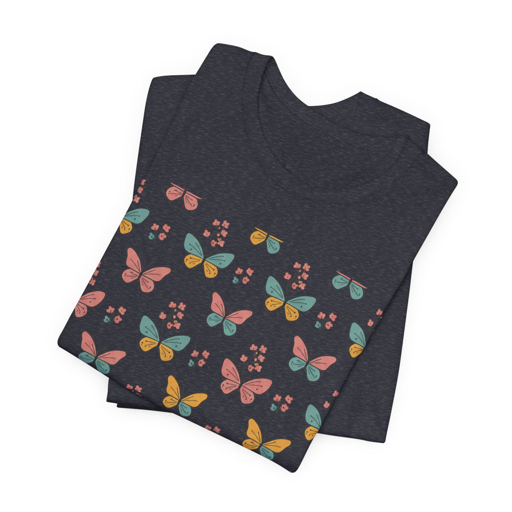 Butterfly Pattern Tee — Pastel Moth Floral Unisex T-Shirt