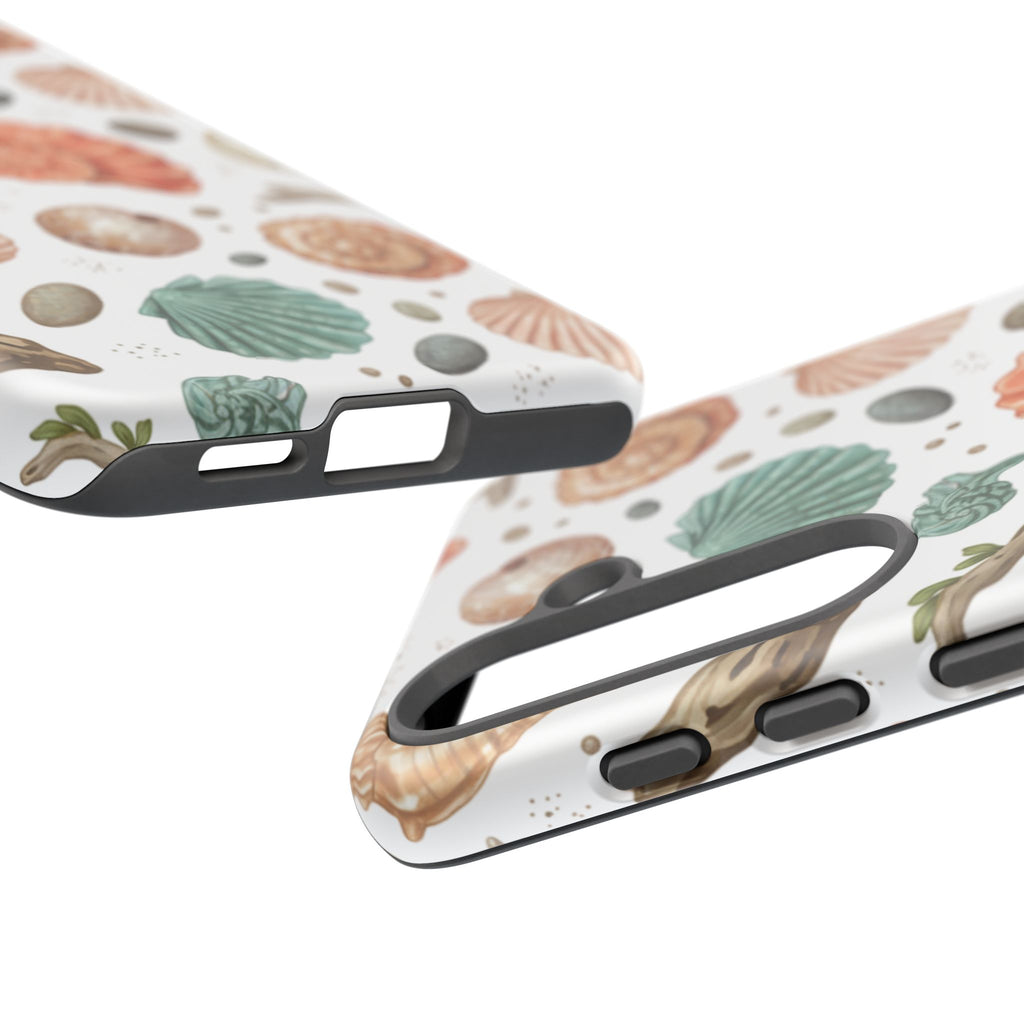 Seashell Pattern Phone Case - Coastal Beach Shells Protective Tough Case