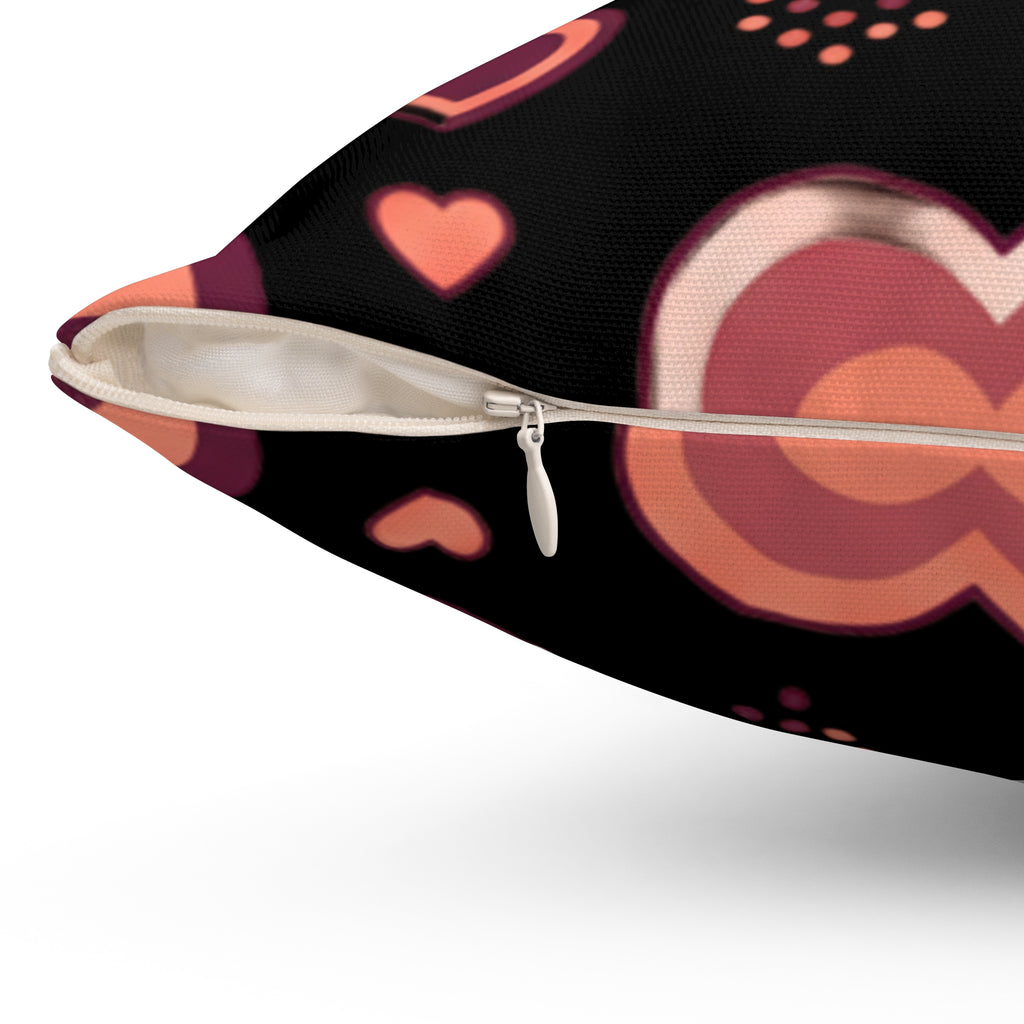 Heart Pattern Throw Pillow — Retro Pink Hearts Decorative Cushion for Valentine's Day
