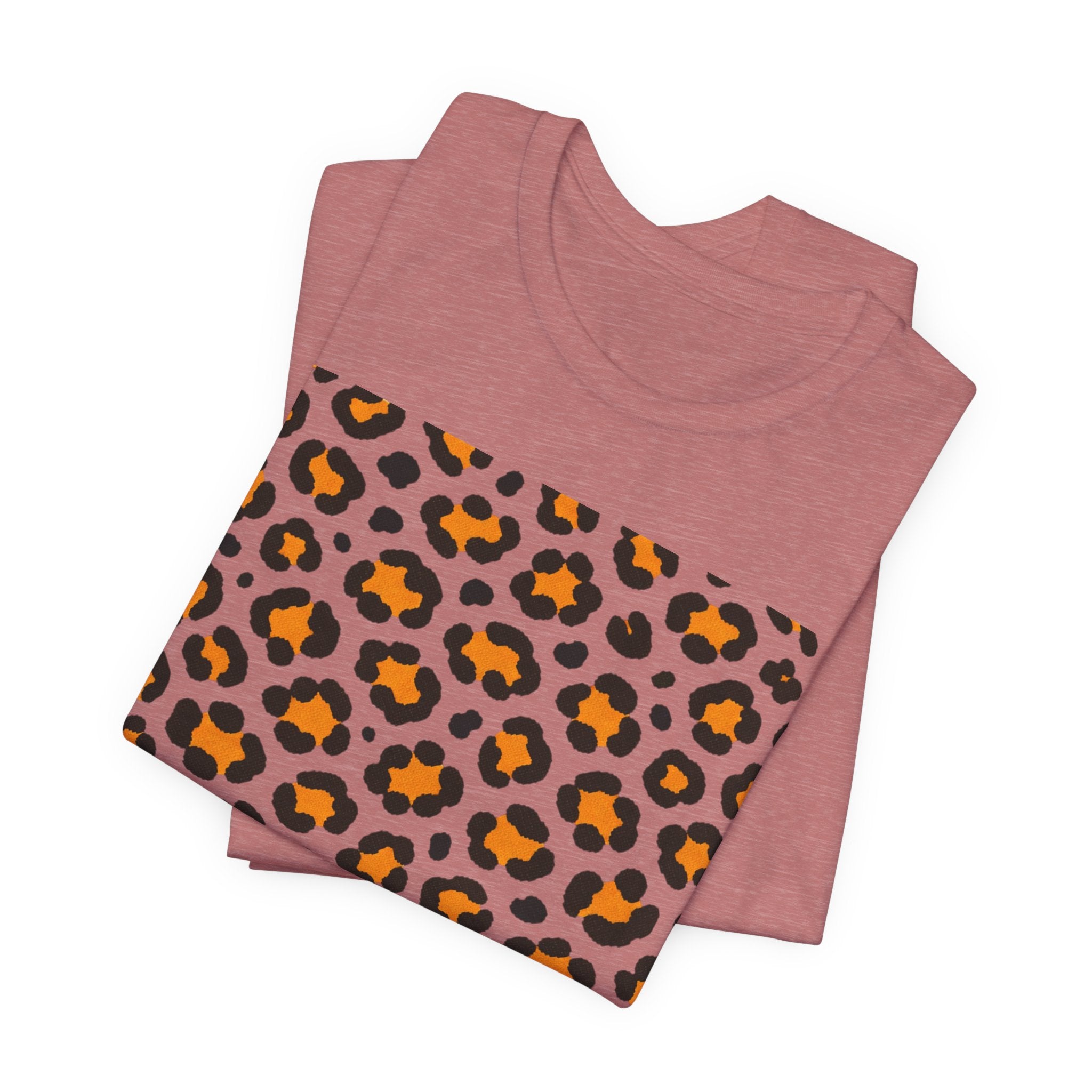 Leopard Print Orange Square T‑Shirt – Animal Print Graphic Tee