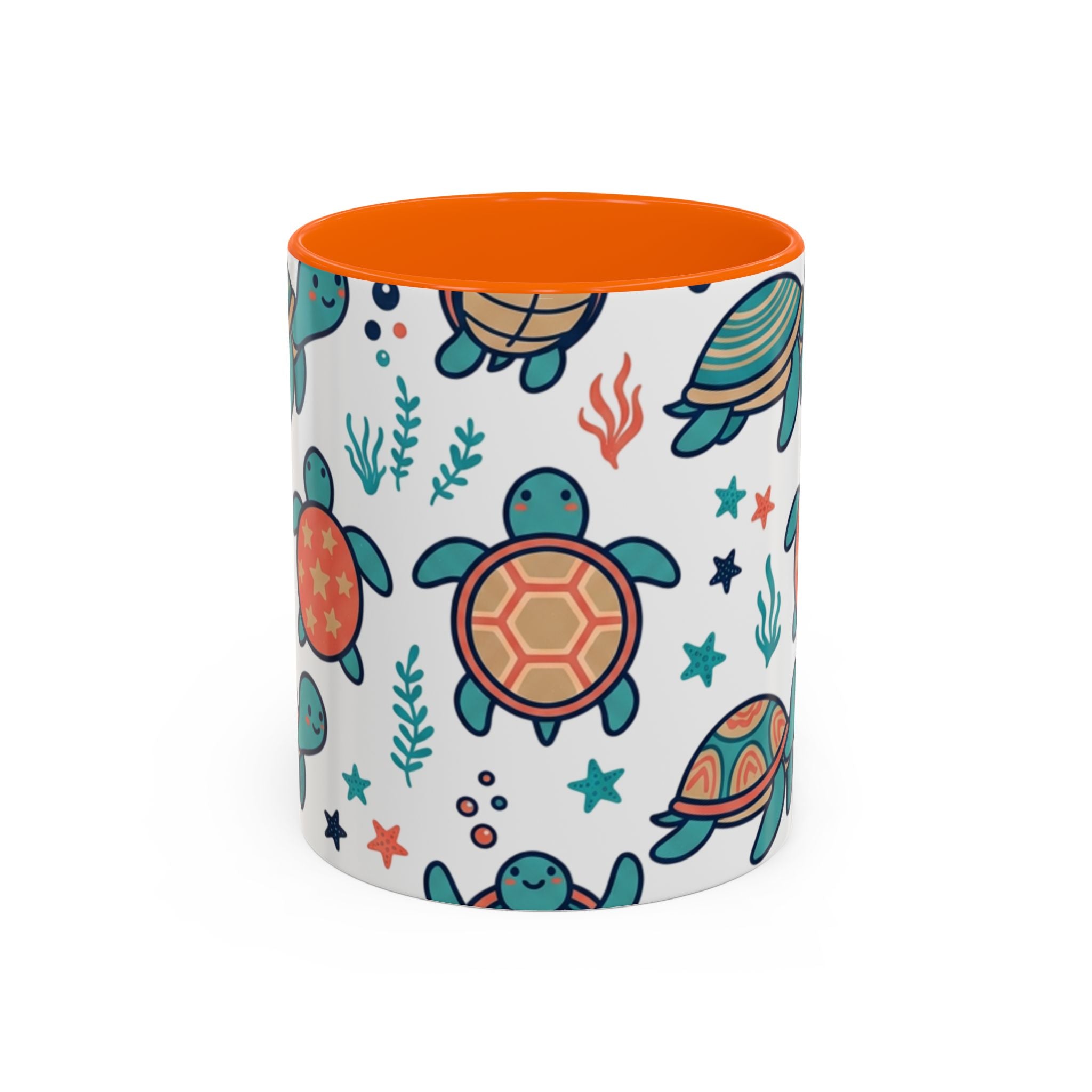 Turtle Pattern Coffee Mug — Cute Sea Turtle Accent Mug (11/15oz)