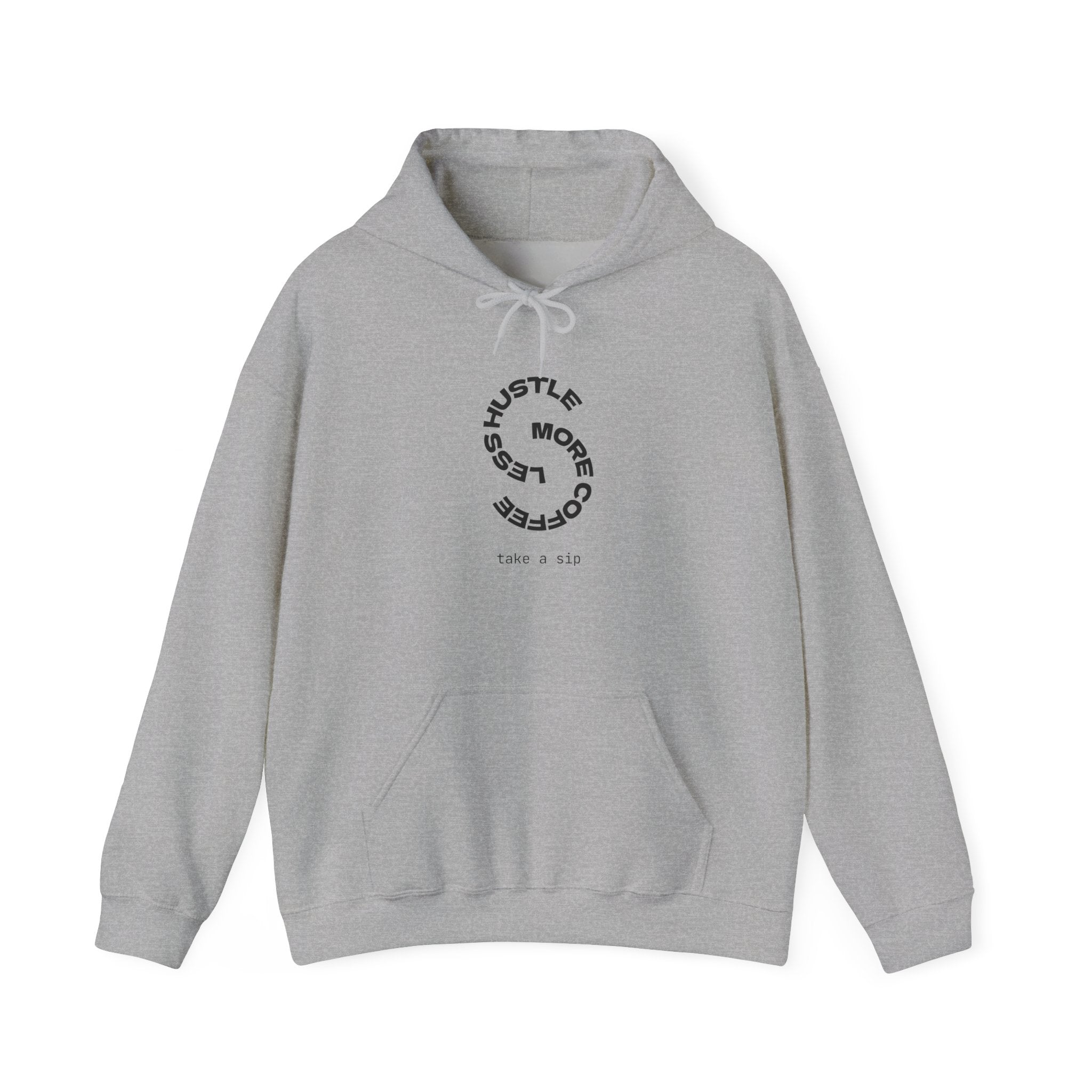 Hustle More, Coffee Less Hoodie — Minimal Motivational Pullover