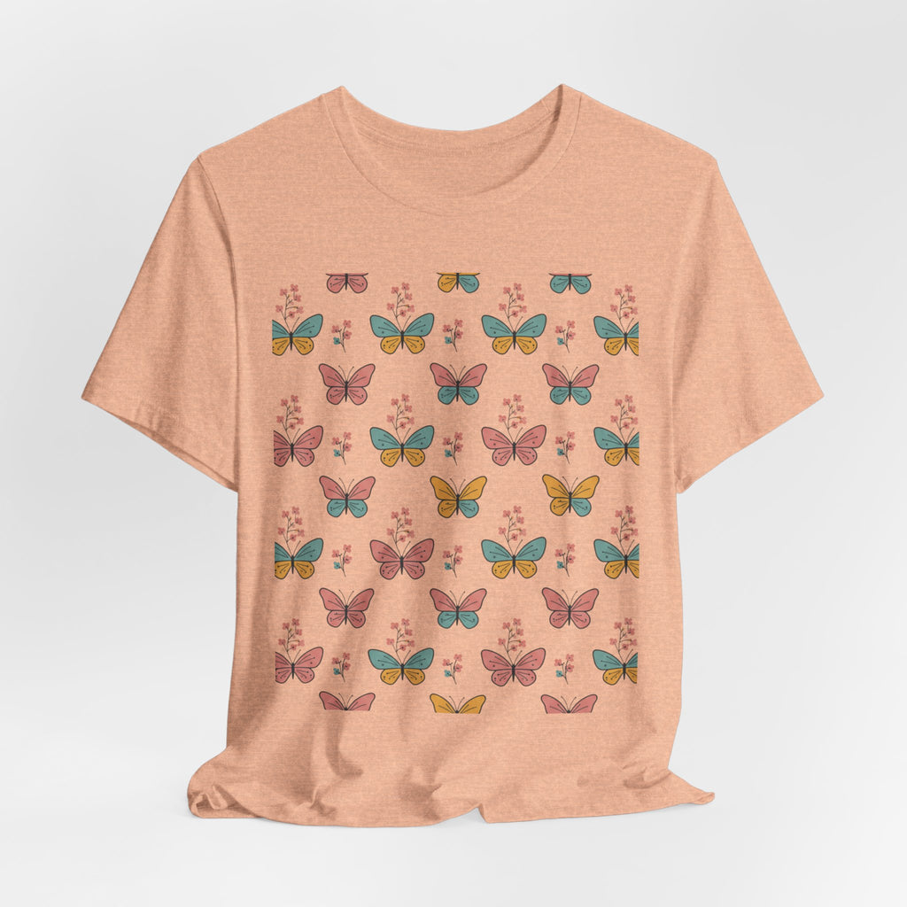 Butterfly Pattern Tee — Pastel Moth Floral Unisex T-Shirt