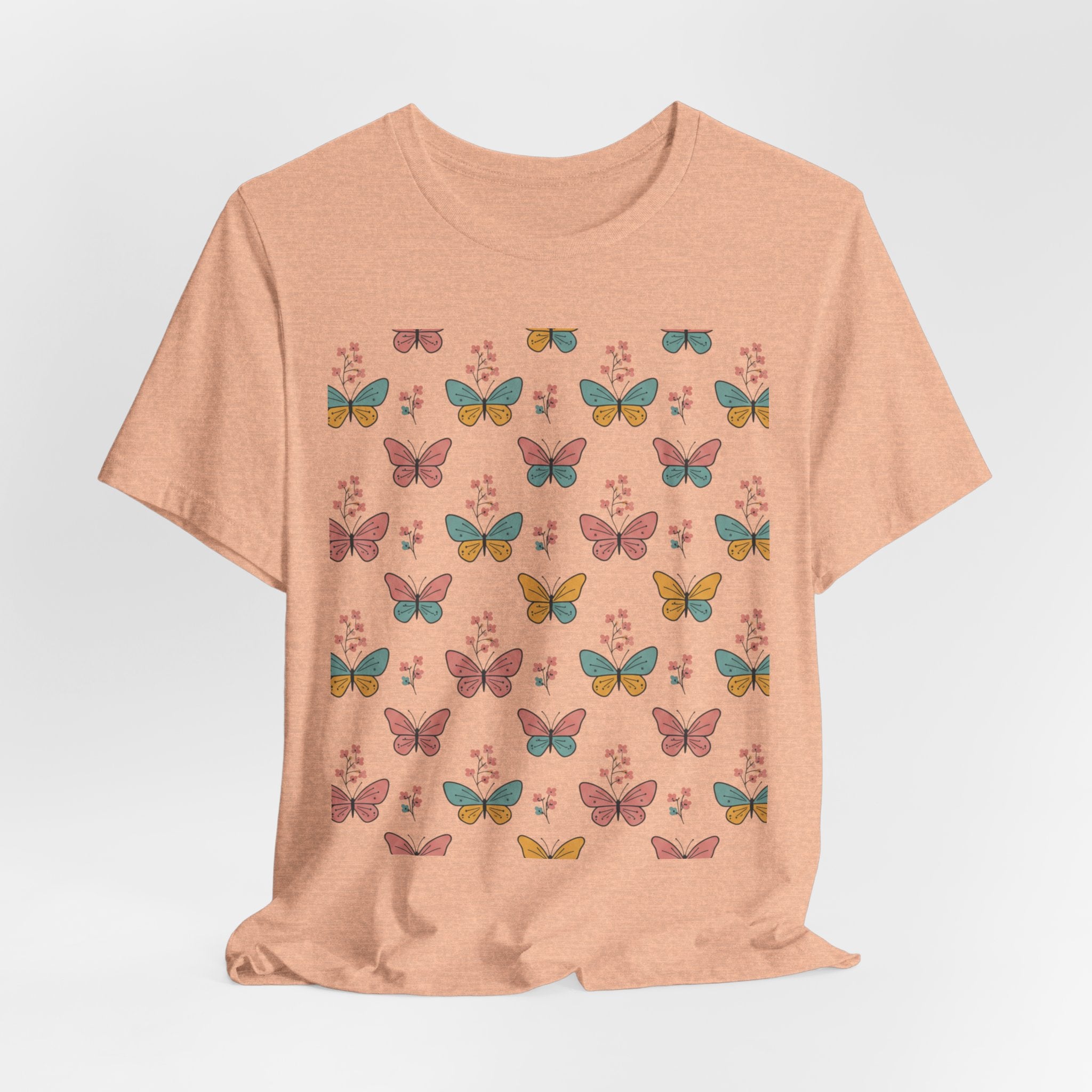 Butterfly Pattern Tee — Pastel Moth Floral Unisex T-Shirt