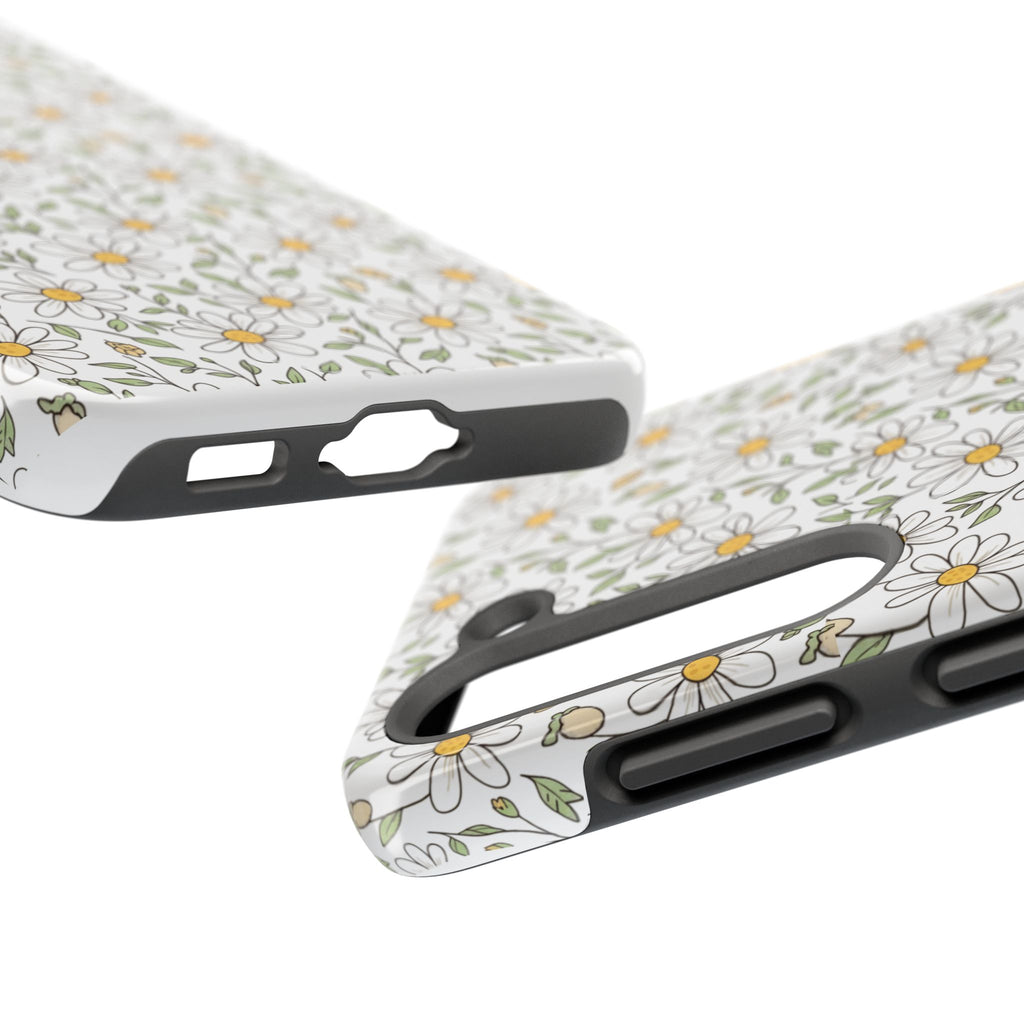 Daisy Floral Tough Phone Case — Protective White Spring Pattern