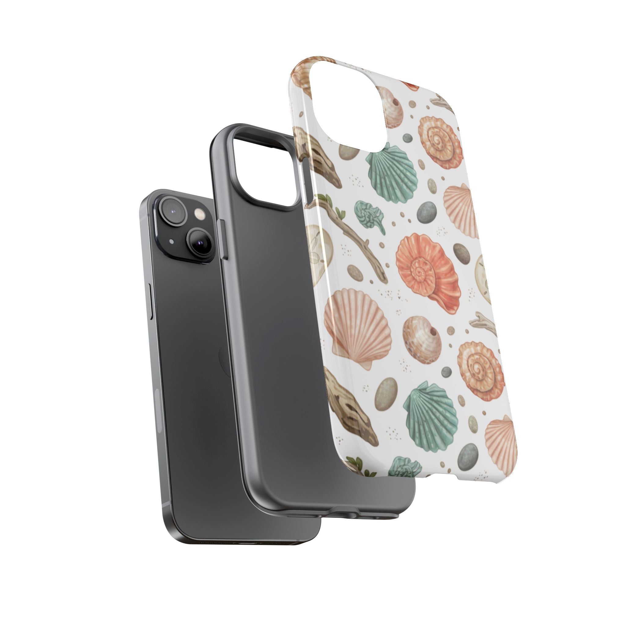 Seashell Pattern Phone Case - Coastal Beach Shells Protective Tough Case