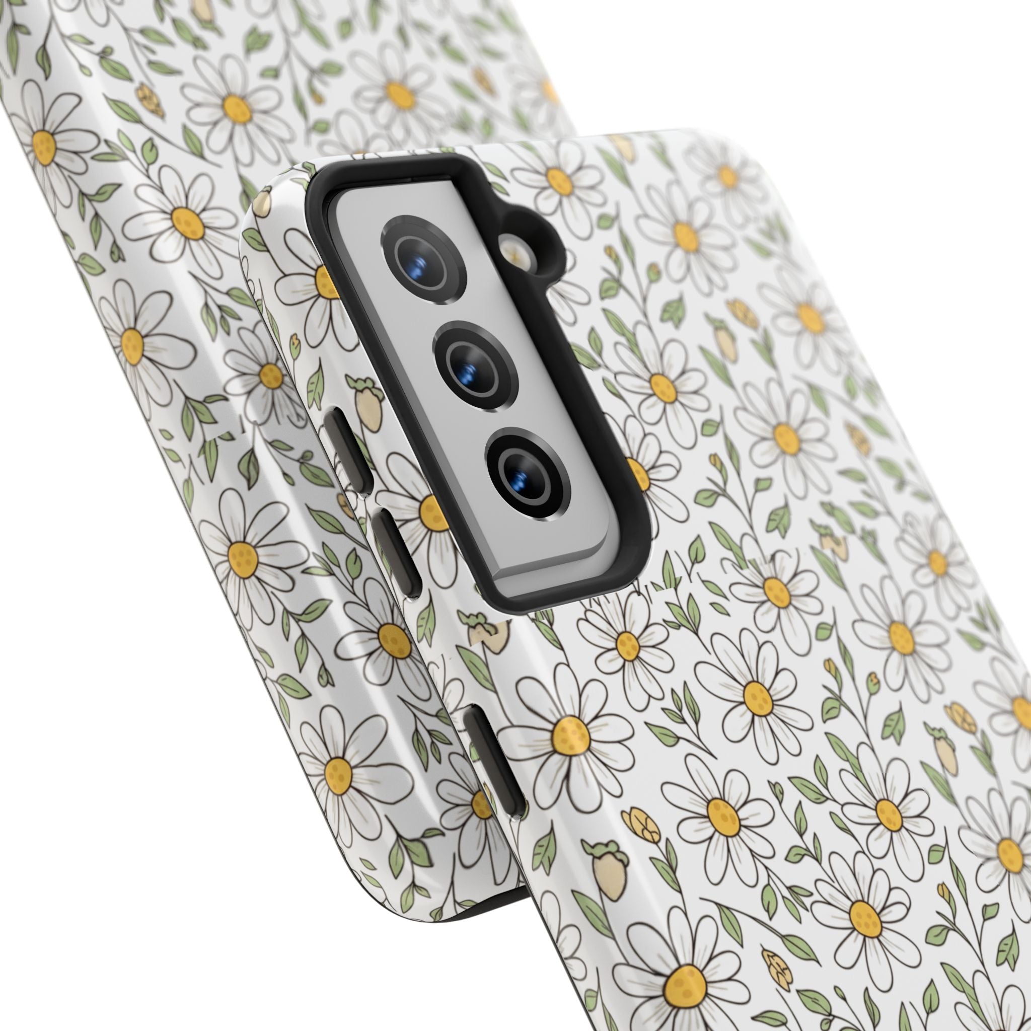 Daisy Floral Tough Phone Case — Protective White Spring Pattern