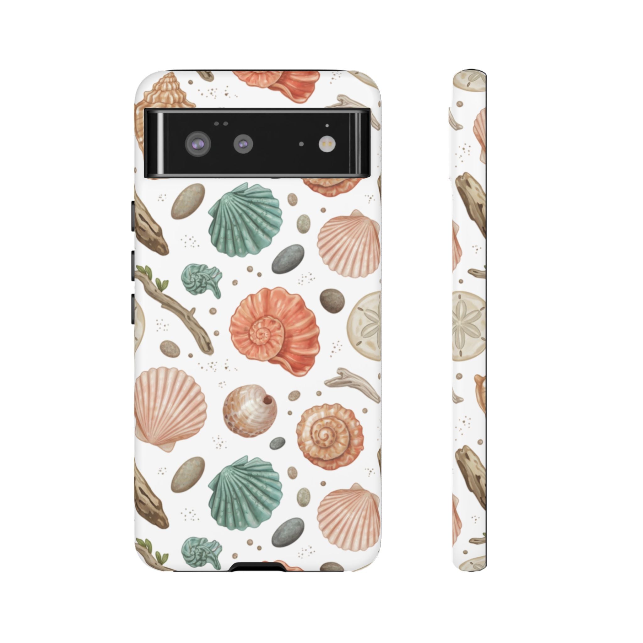 Seashell Pattern Phone Case - Coastal Beach Shells Protective Tough Case