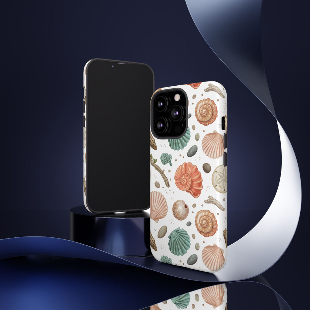 Seashell Pattern Phone Case - Coastal Beach Shells Protective Tough Case