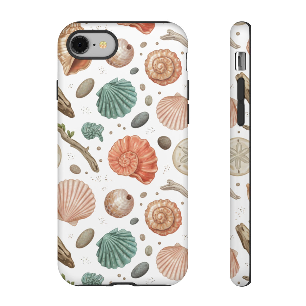 Seashell Pattern Phone Case - Coastal Beach Shells Protective Tough Case