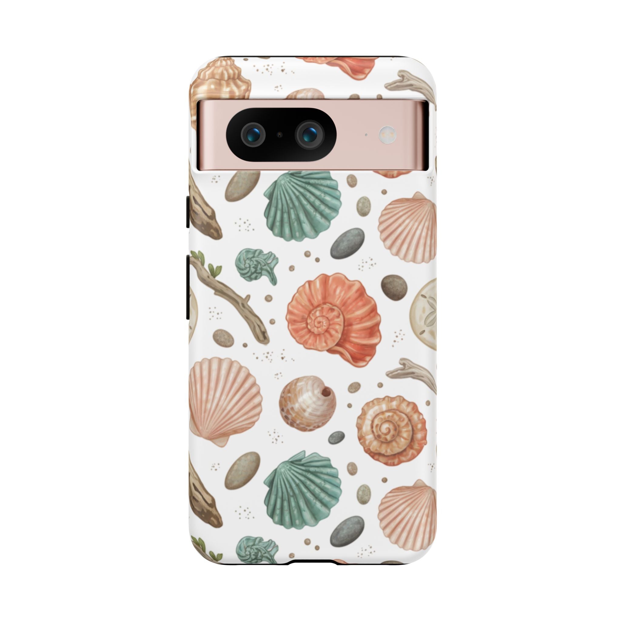 Seashell Pattern Phone Case - Coastal Beach Shells Protective Tough Case