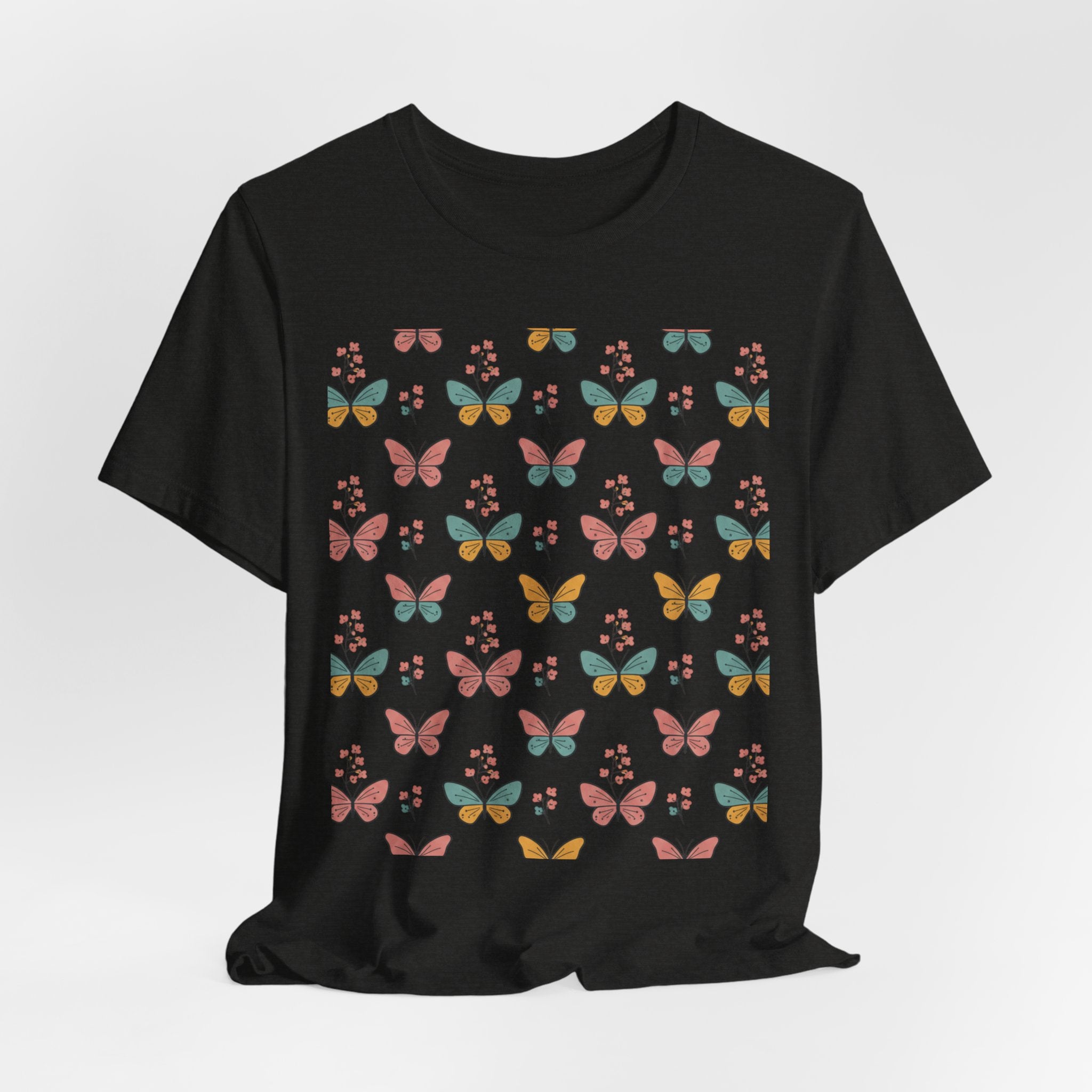 Butterfly Pattern Tee — Pastel Moth Floral Unisex T-Shirt