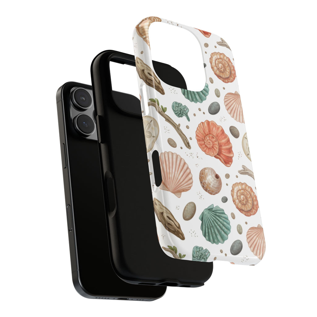 Seashell Pattern Phone Case - Coastal Beach Shells Protective Tough Case