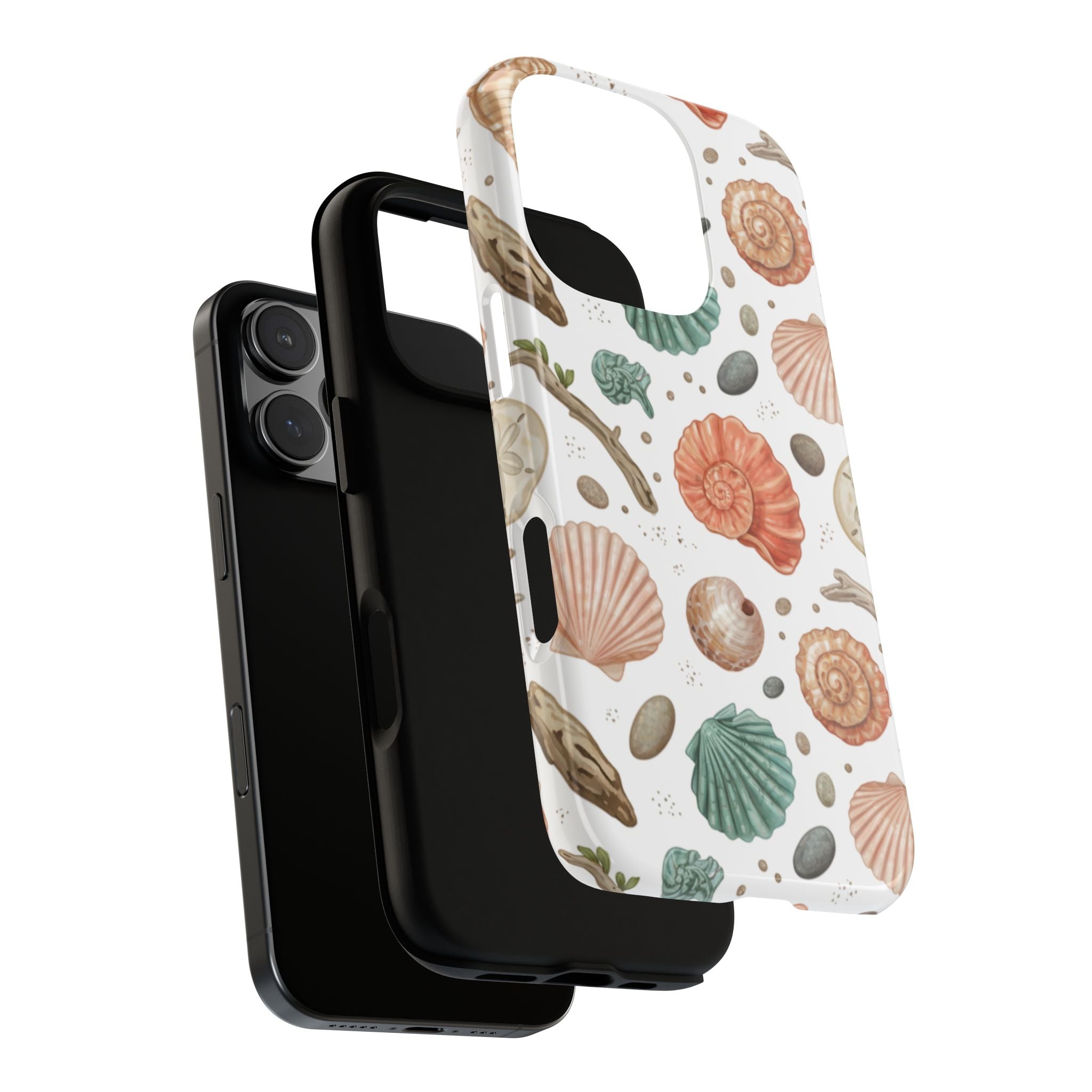 Seashell Pattern Phone Case - Coastal Beach Shells Protective Tough Case