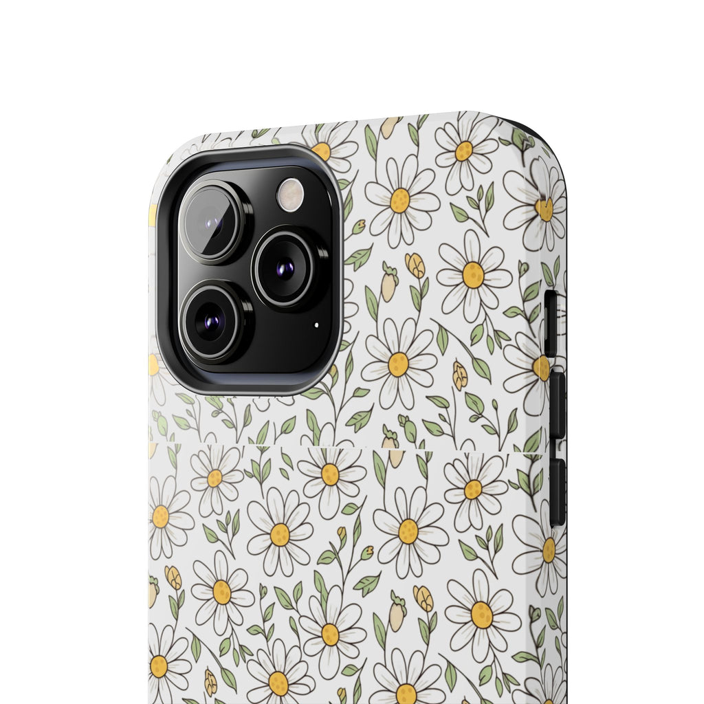 Daisy Floral Tough Phone Case — Protective White Spring Pattern