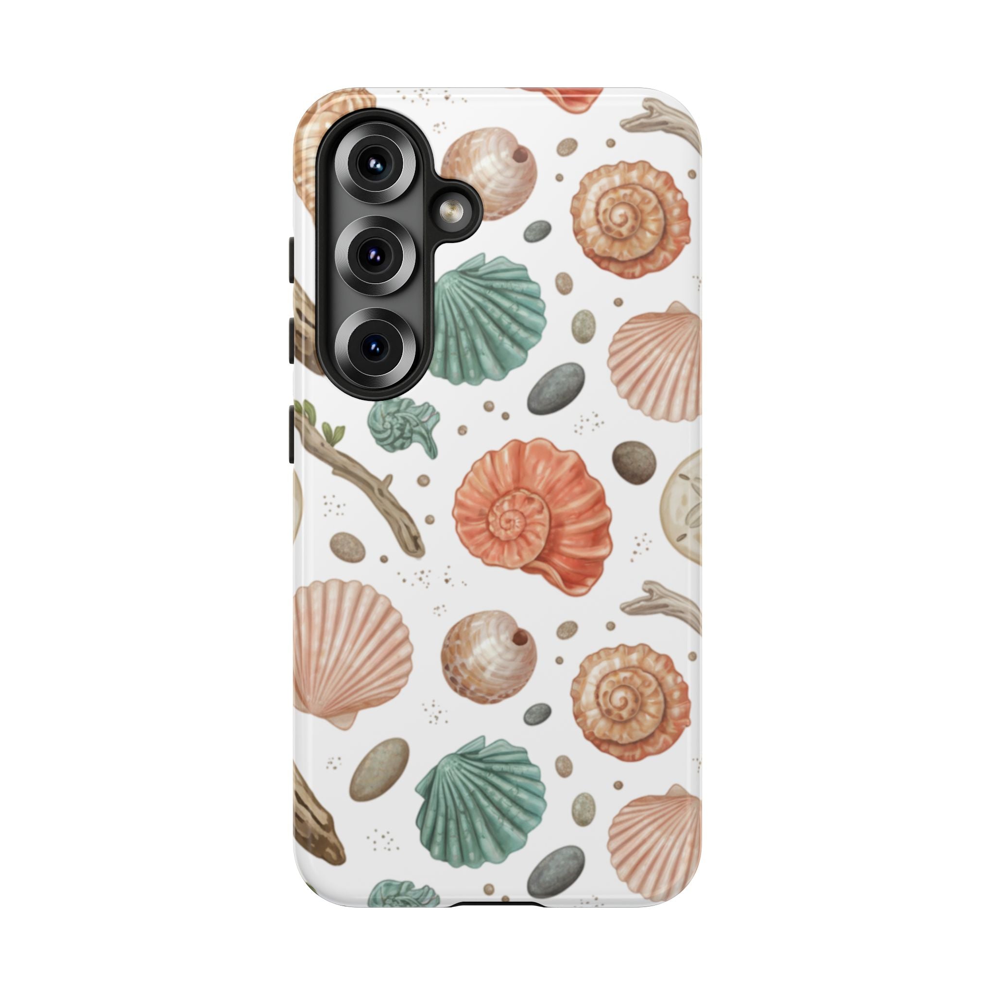 Seashell Pattern Phone Case - Coastal Beach Shells Protective Tough Case