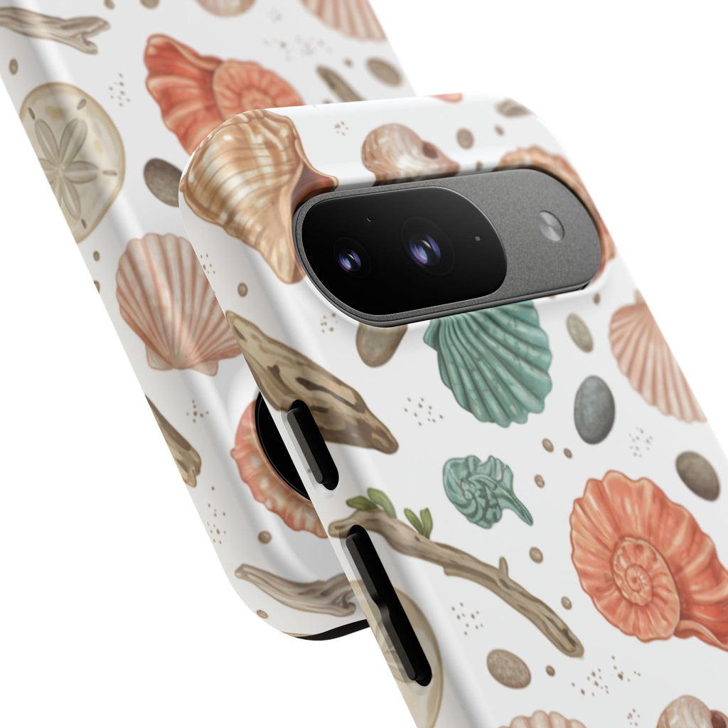 Seashell Pattern Phone Case - Coastal Beach Shells Protective Tough Case